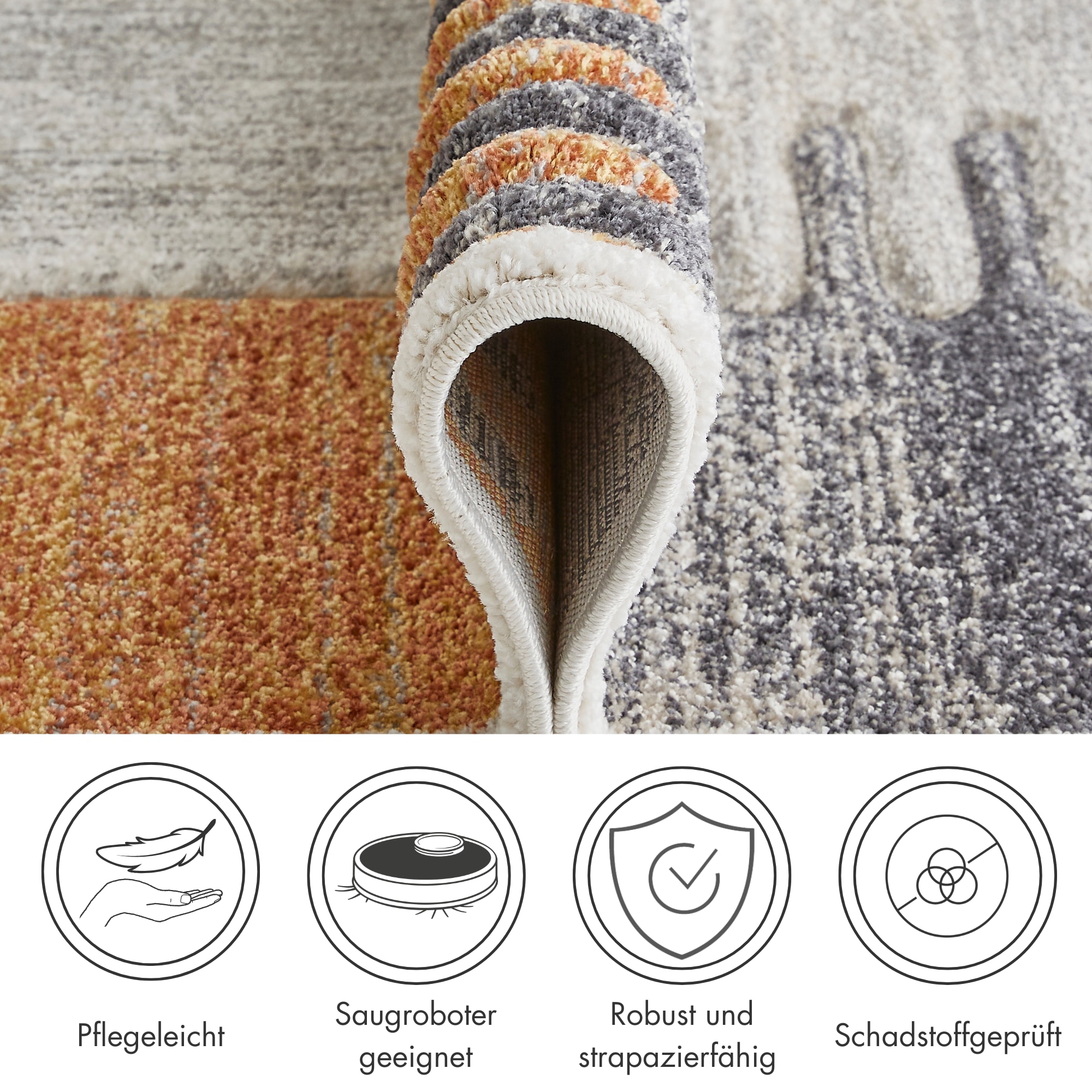 LUXOR living Teppich »Toronto«, rechteckig, 12 mm Höhe, Kurzflor, modernes Patchwork-Design, Hoch-Tief Struktur, Wohnzimmer