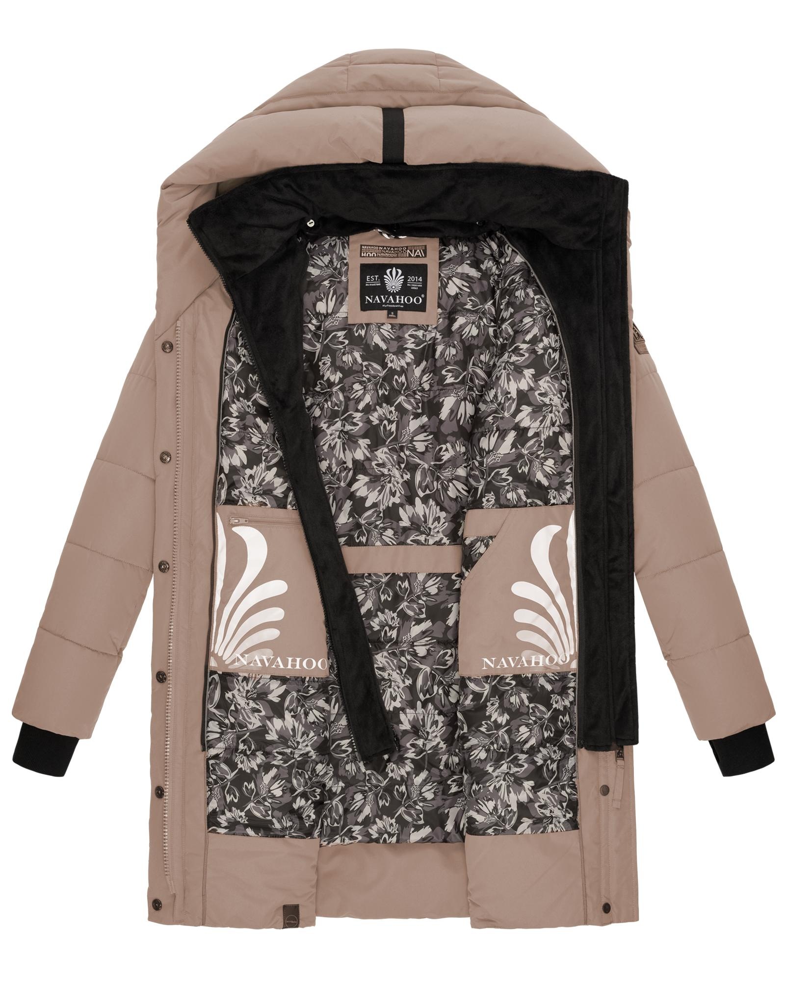 Navahoo Steppmantel »Knutschilein«, Stylischer Damenmantel mit abnehmbarem Fleece-Kragen