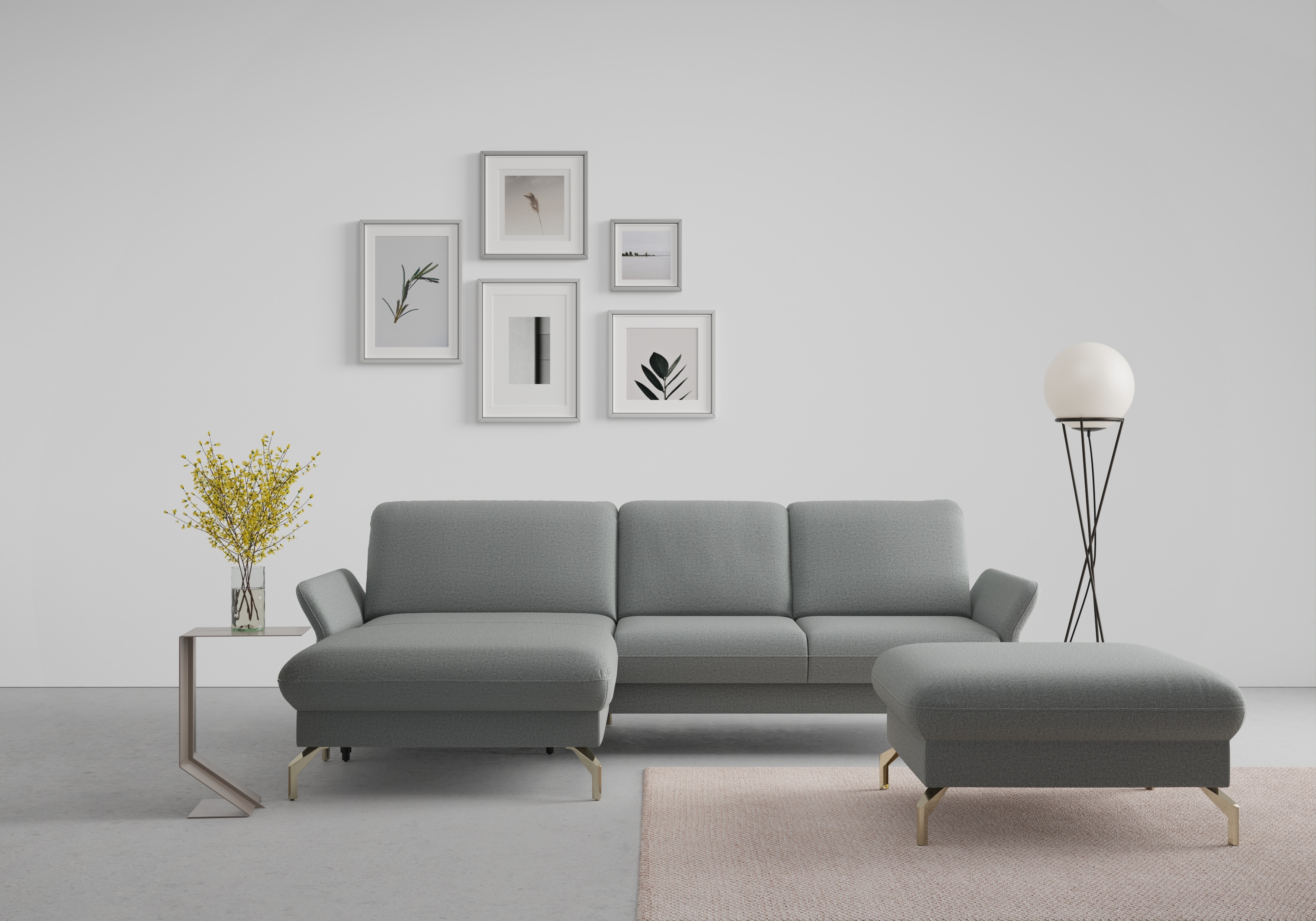 sit&more Ecksofa "Fashion L-Form" wahlweise mit Kopfteilverstellung, Vorziehsitz, motorisch, Nickelfüße