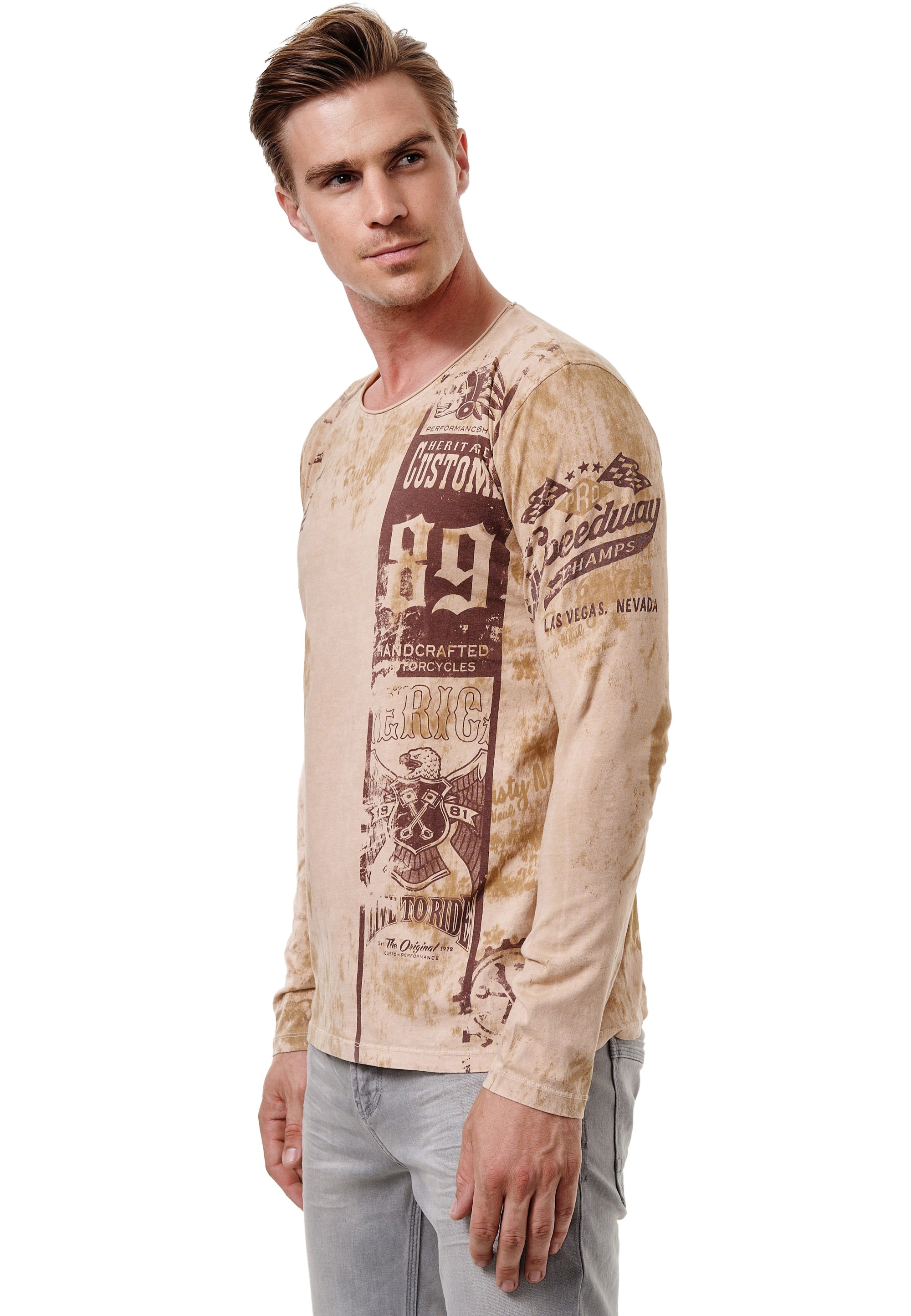 Rusty Neal Langarmshirt, mit coolem Print günstig online kaufen