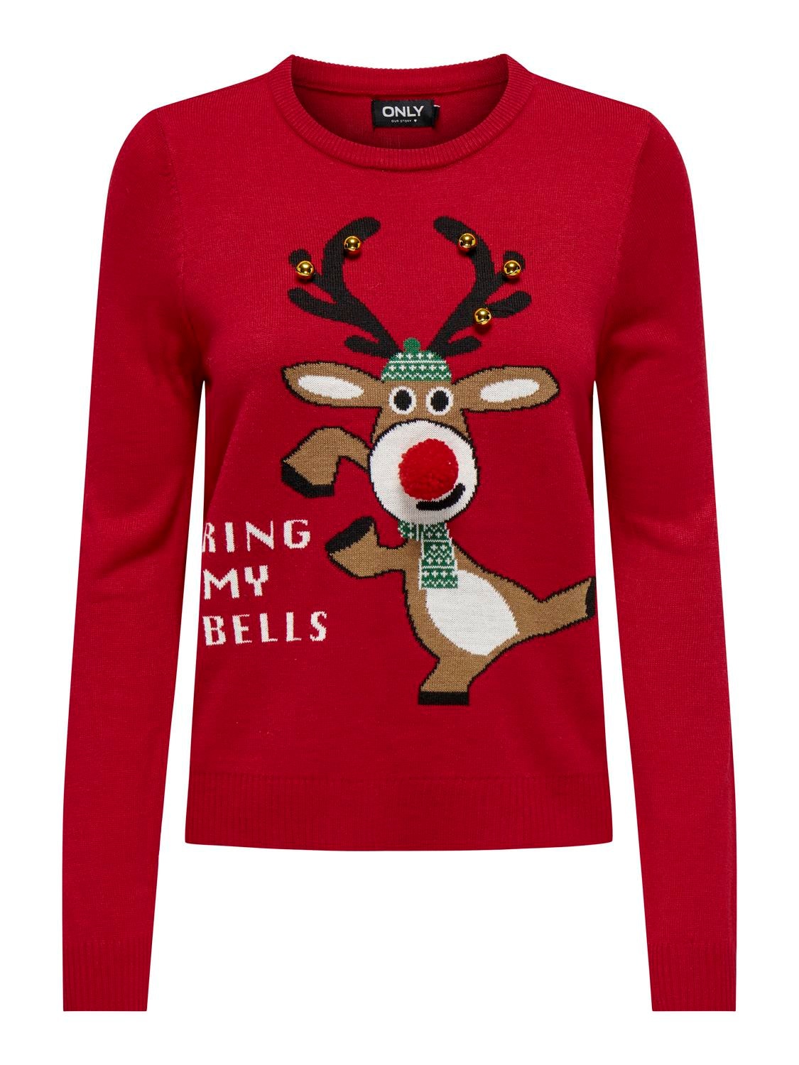 ONLY Weihnachtspullover "ONLXMAS LS O-NECK MIX DETAIL BOX KNT"