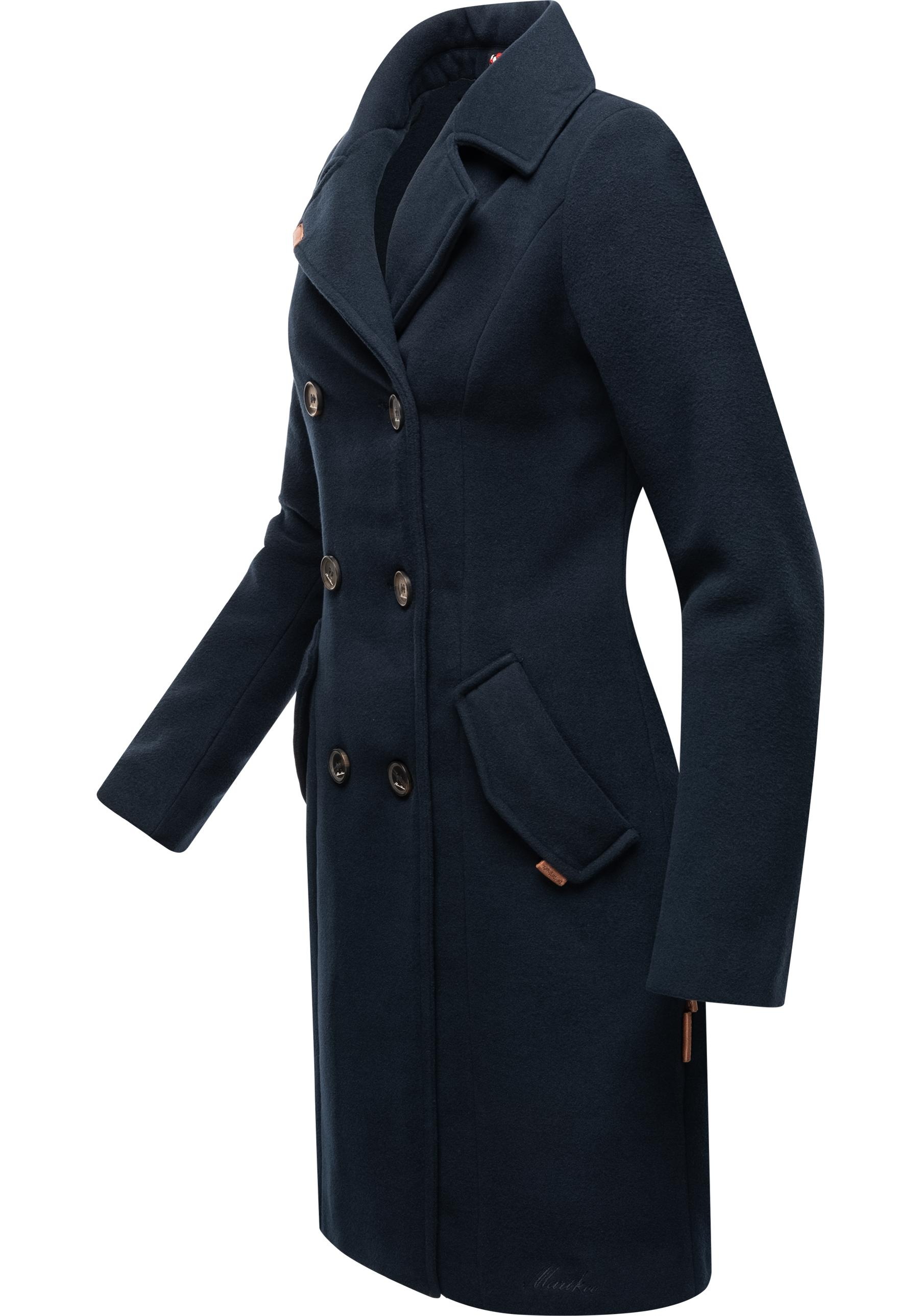 Marikoo Wollmantel »Nanakoo«, edler Damen Trenchcoat in Woll-Optik