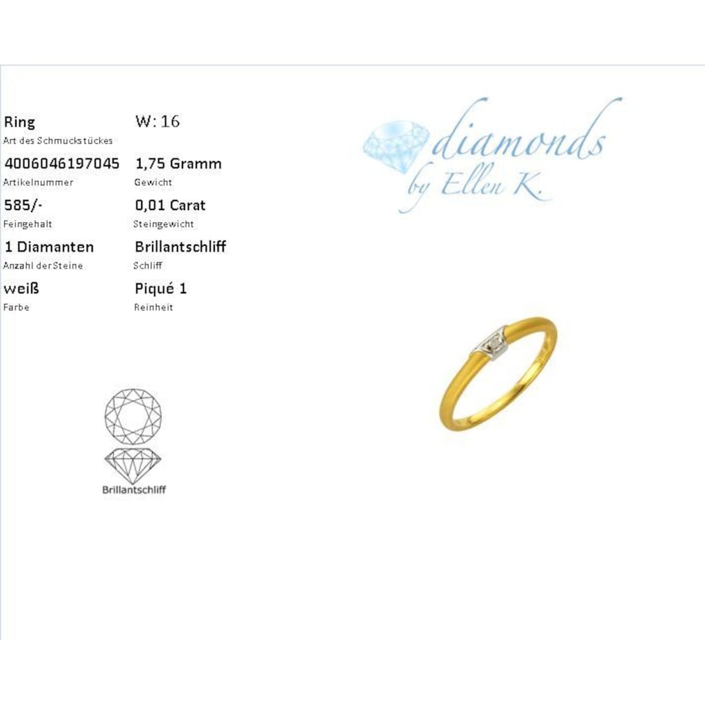 Diamonds by Ellen K. Fingerring »585/- Gold bicolor Brillant 0,01ct.«