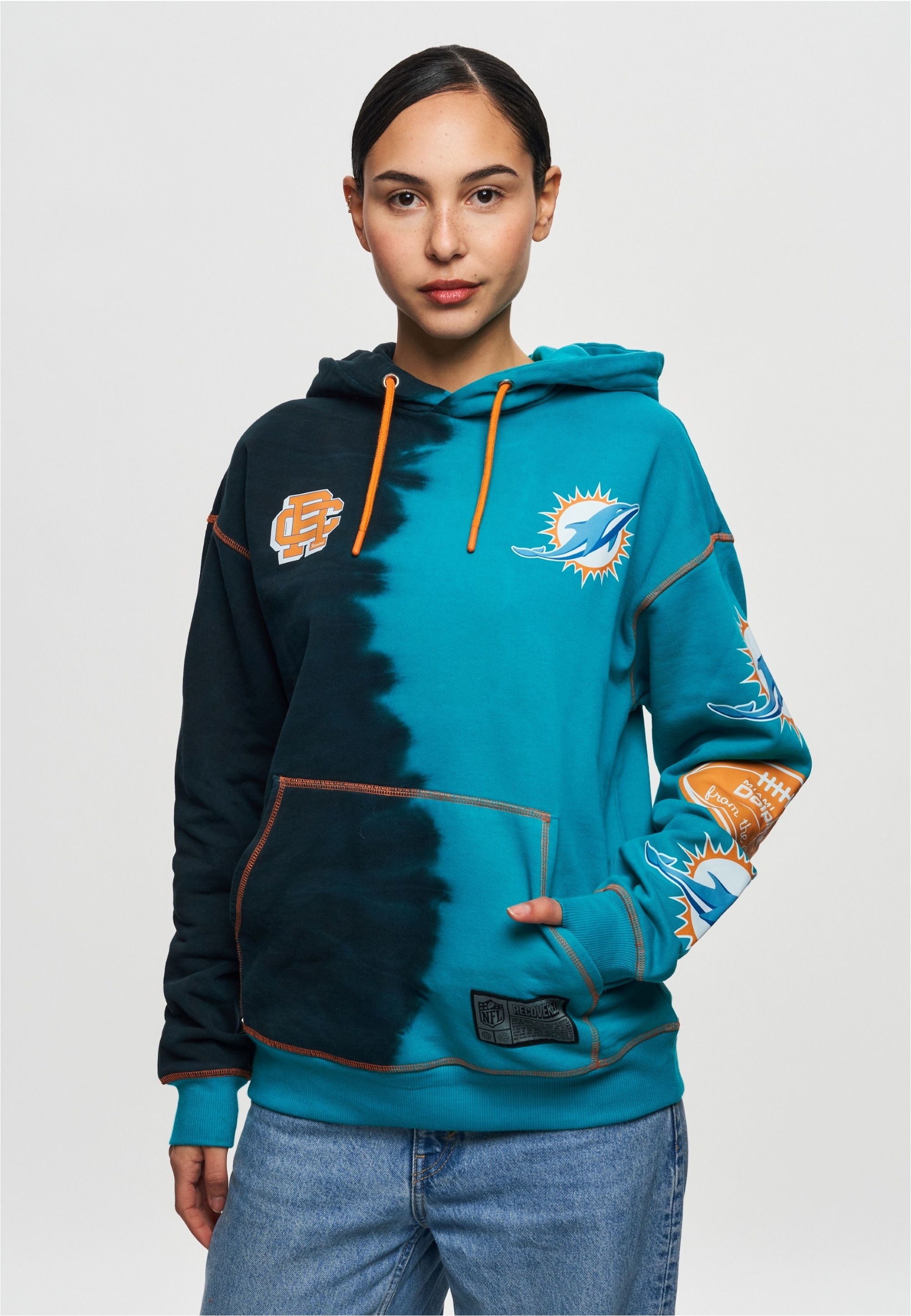 Recovered Kapuzensweatshirt "NFL Dolphins Ink Dye Effect On", im lockeren S günstig online kaufen