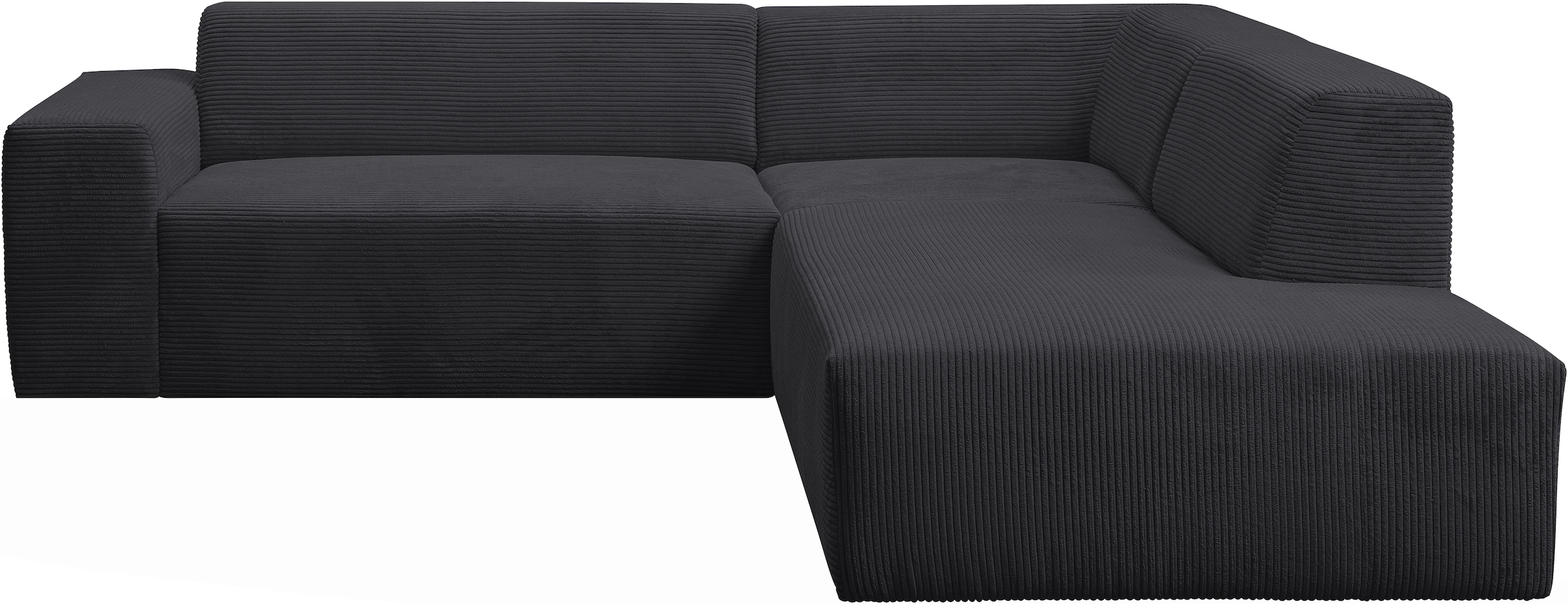 WERK2 Ecksofa »Zeus-M, B/T: 251/262 cm, tolles Sofa mit schönen Details, L-Form« Curvy Trend Garnitur, urbane Optik, komfortable Wellenunterfederung