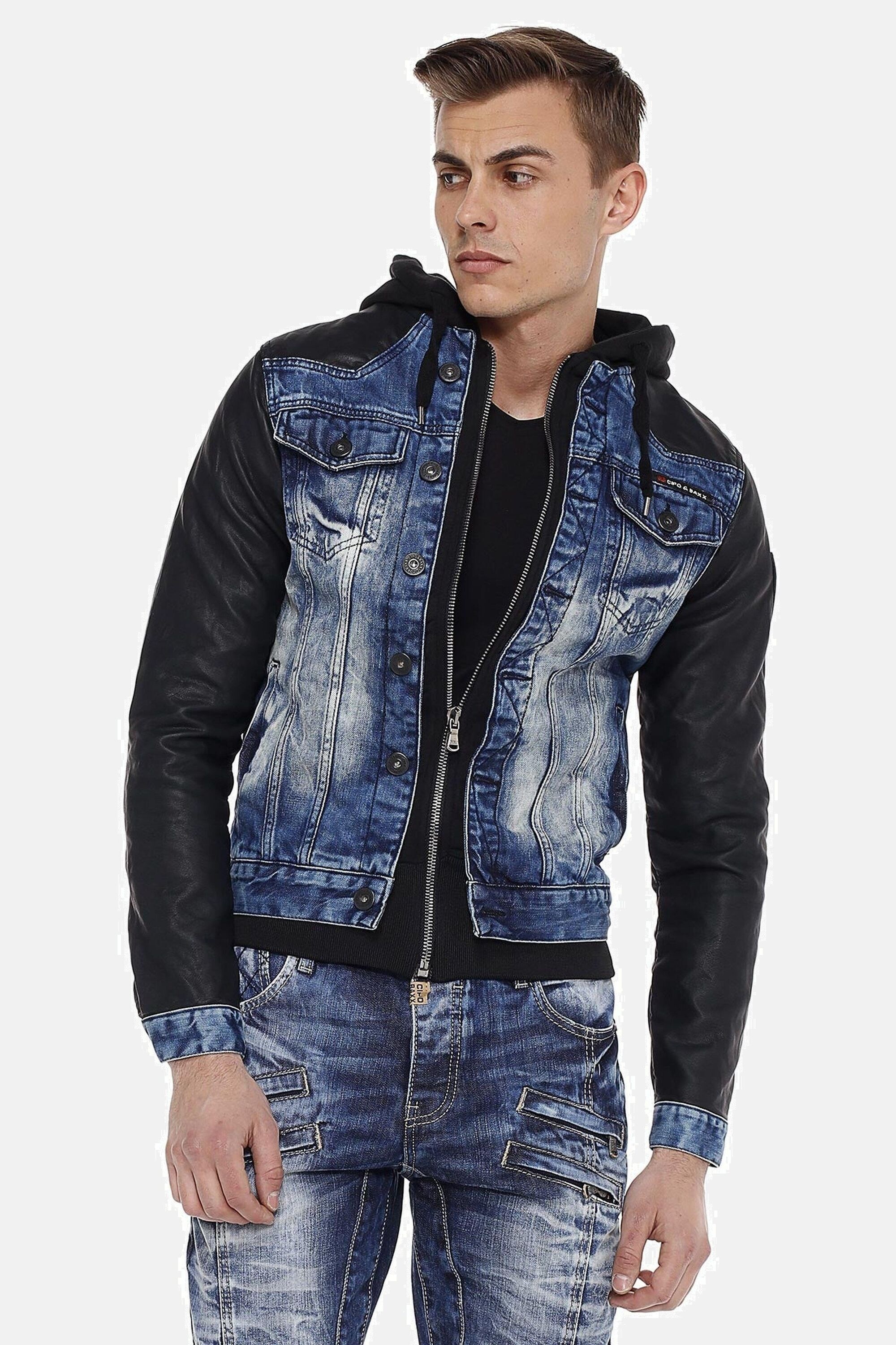 Cipo & Baxx Jeansjacke »Jacke«, mit Kapuze, mit Reißverschluss, CJ235