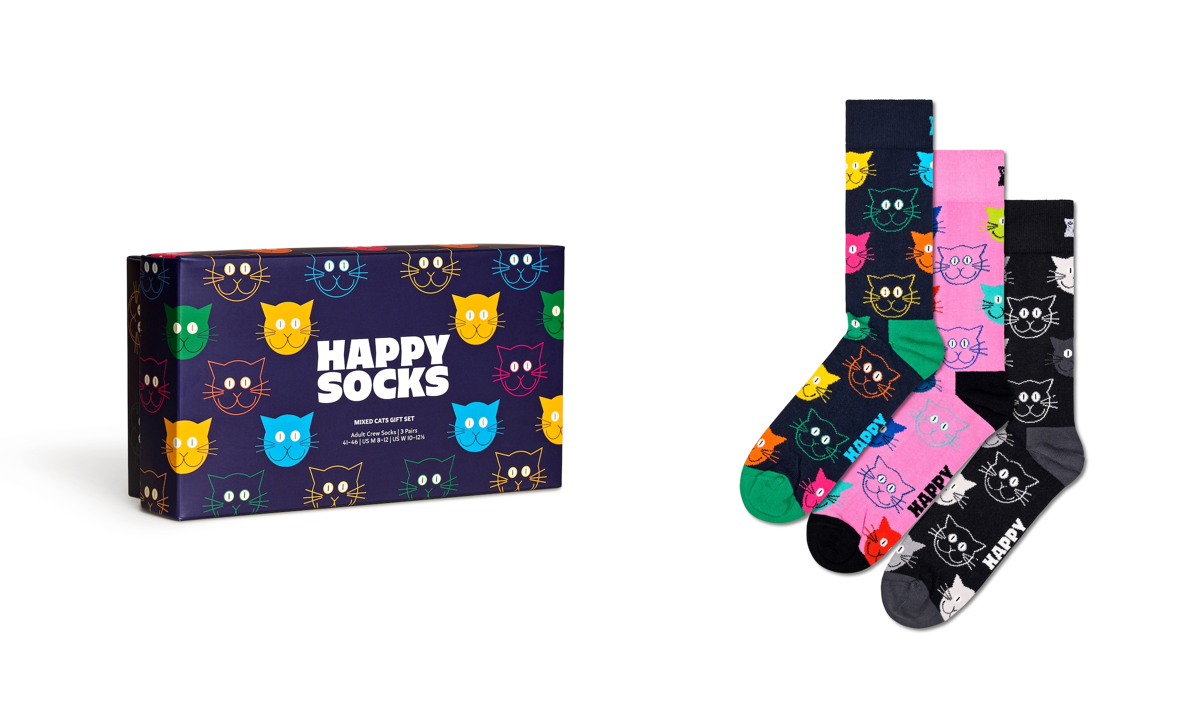 Happy Socks Socken »3-Pack Mixed Set«, Paar), (Packung, | 3 Katzen-Motive für Socks Gift BAUR ▷ Cat