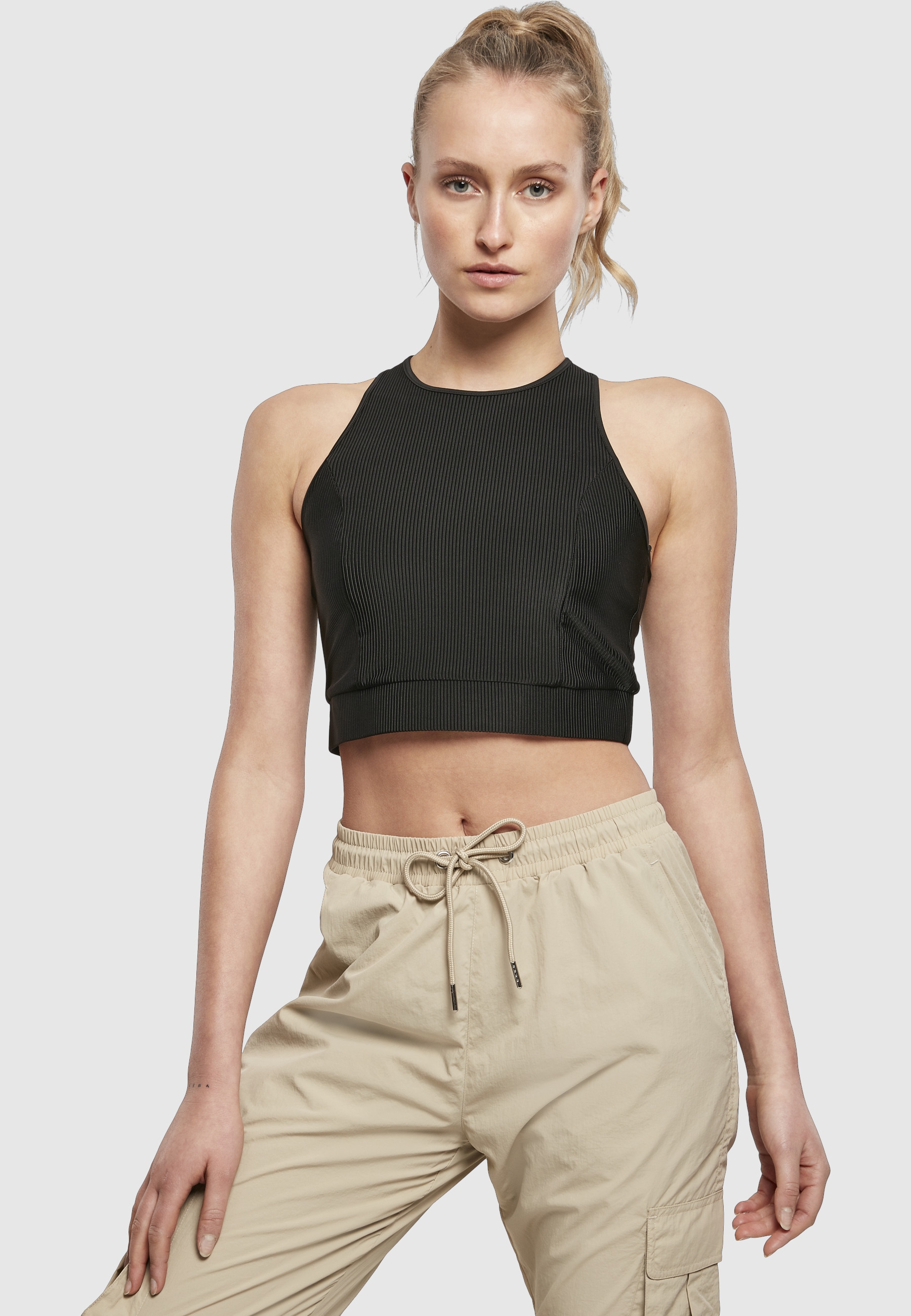 URBAN CLASSICS Sport-BH »Urban Classics Damen Ladies Cropped Shiny Rib Top«