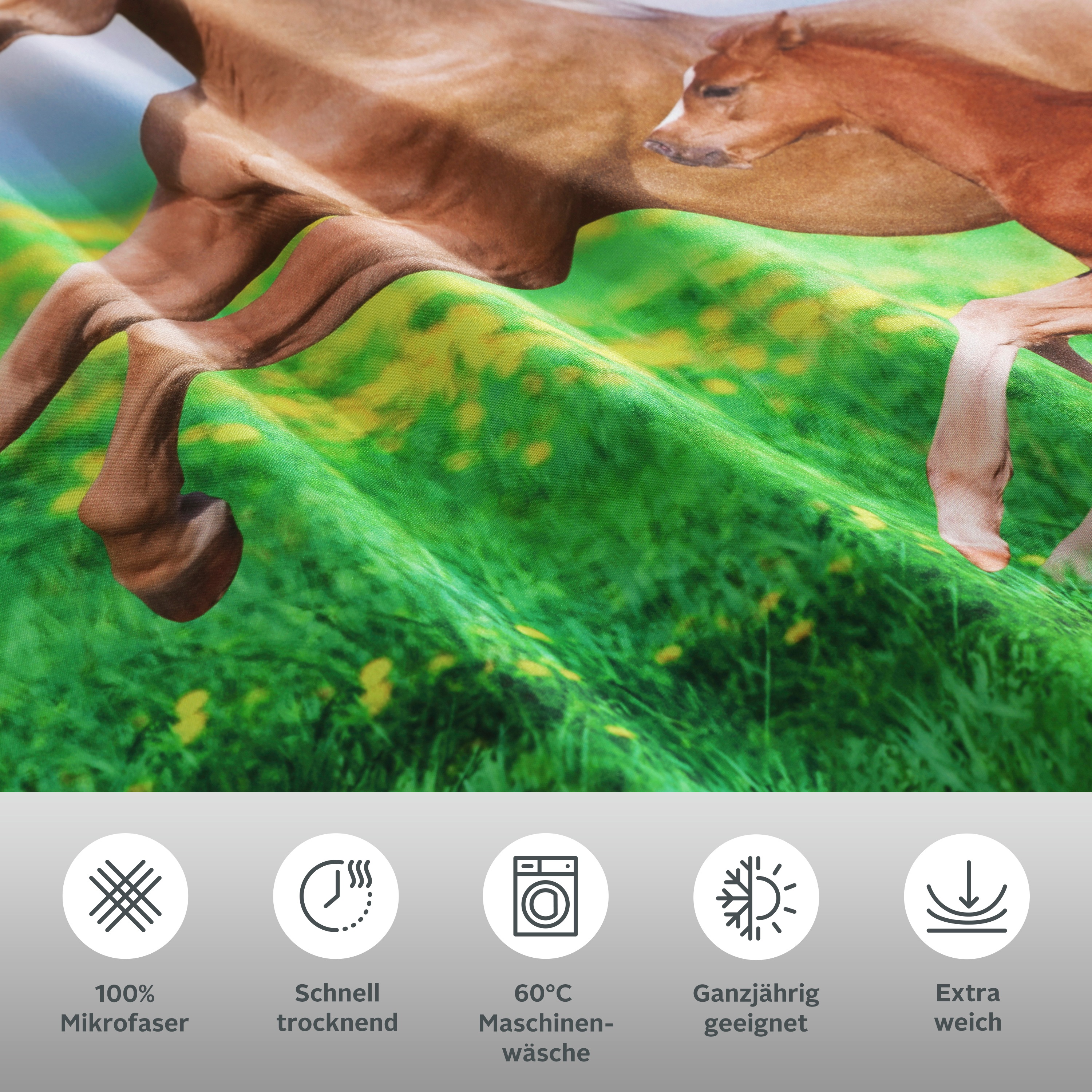 Thumbnail - OTTO home Bettwäsche "Lyki" 2 ab Größe 135x200 cm, 100% Polyester, Katze, Pferd, Löwe, Pinguin