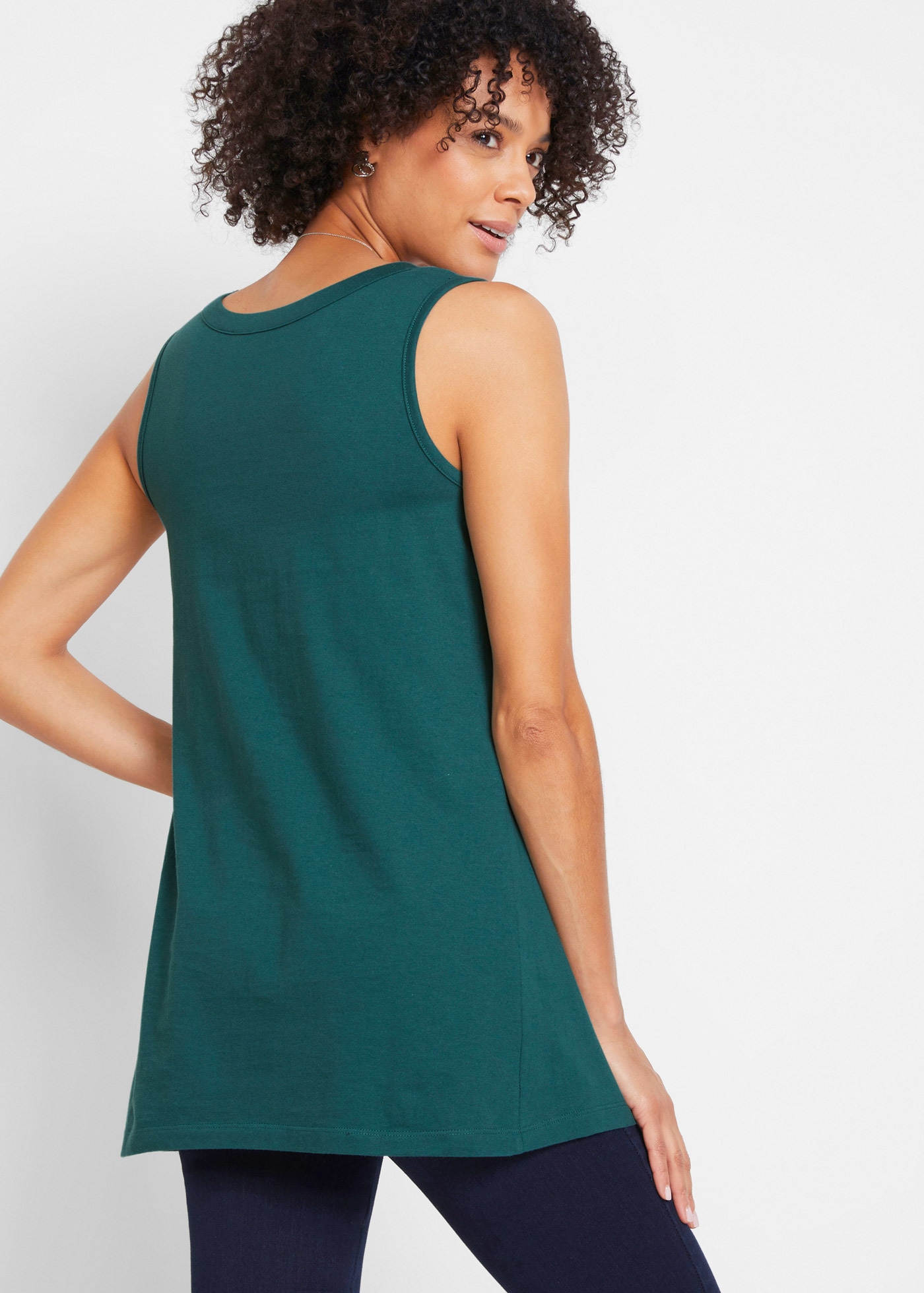 bonprix Longtop »Long-Top« mit elegantem Faltendetail, lockere Passform, reine Baumwolle