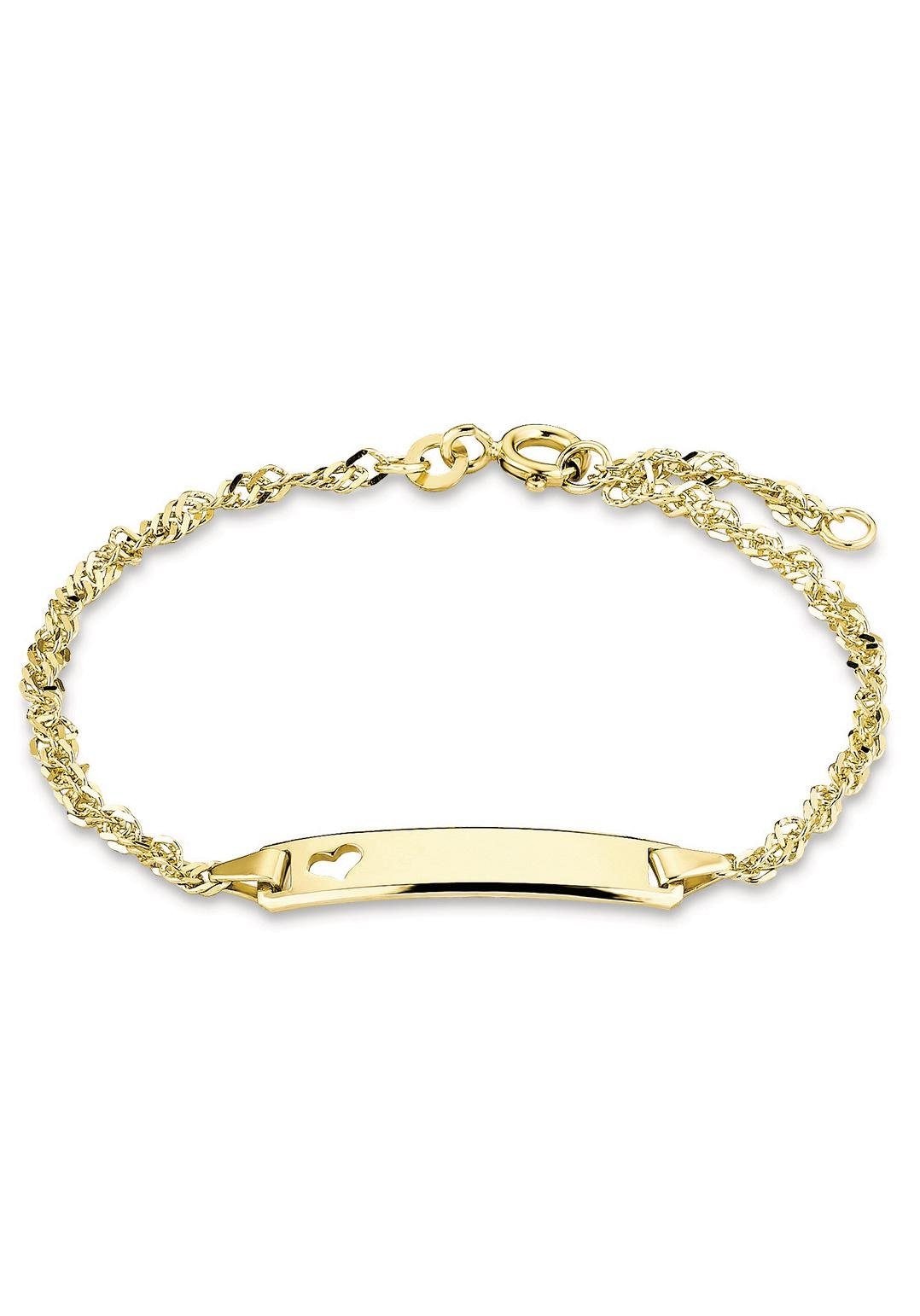Goldarmband AMOR "Herz", gold (gelbgoldfarben), Armbänder, Damen, 19cm, Gelbgold 375, Goldarmband, Made in Germany 2