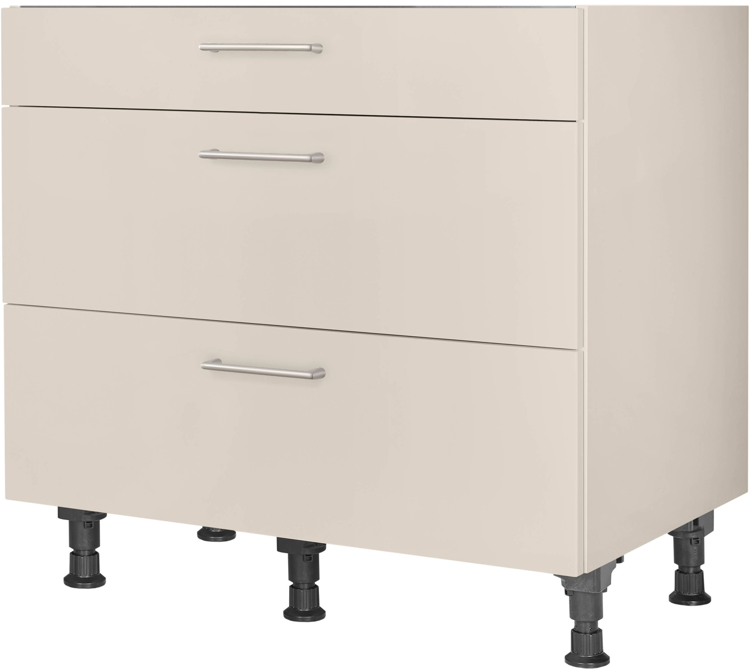 Kochfeldumbauschrank NOBILIA, B:90cm H:87cm T:58,3cmfront: sand, korpus: sand, Schränke, ""Laser", vormontiert, mit Schubkasten und Auszügen", in den