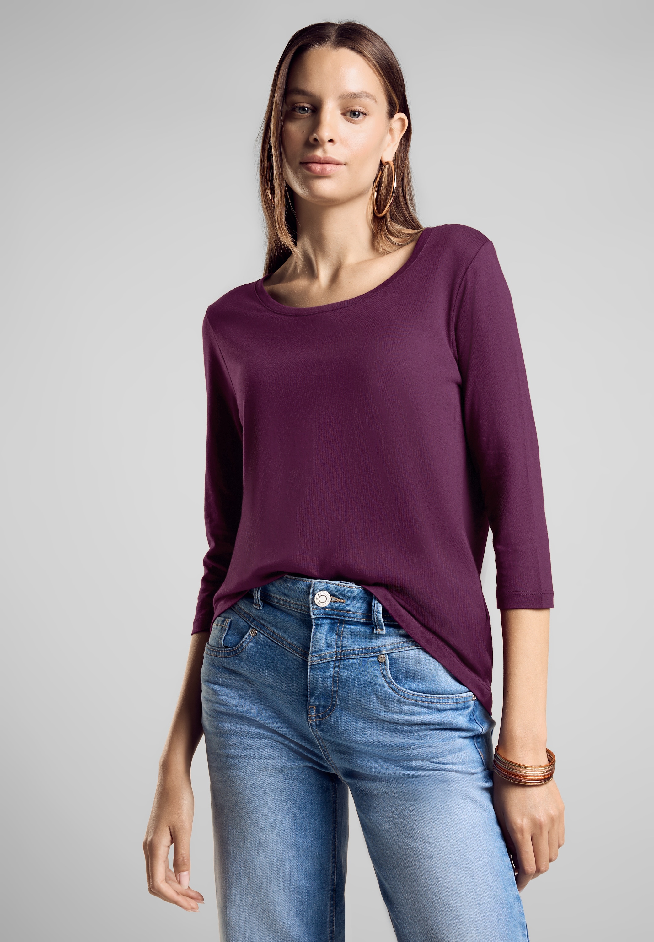 3/4-Arm-Shirt, im soften Baumwoll-Mix