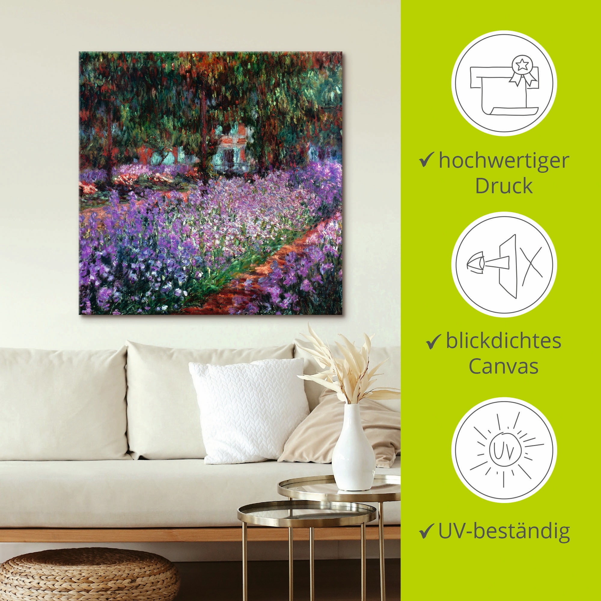 Artland Wandbild »Der Garten des Künstlers bei Giverny«, Garten, (1 St.), als Alubild, Outdoorbild, Leinwandbild in verschied. Größen