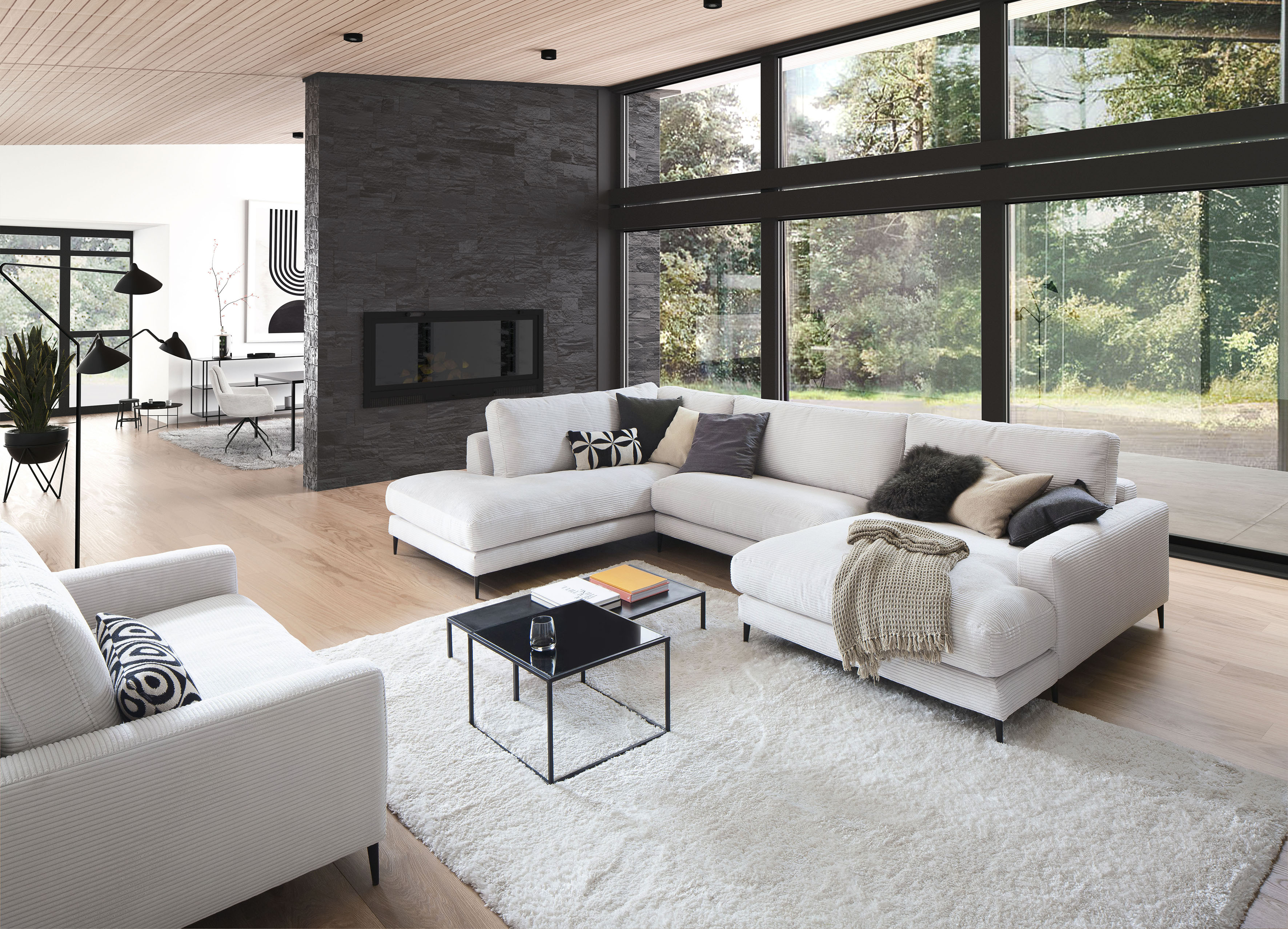 Home affaire Wohnlandschaft "Downtown XXL B/T/H: 341/223/84 cm Loungemöbel zum Relaxen" weicher Sitzkomfort, Cord-Bezug, weicher Sitzkomfort U-Form