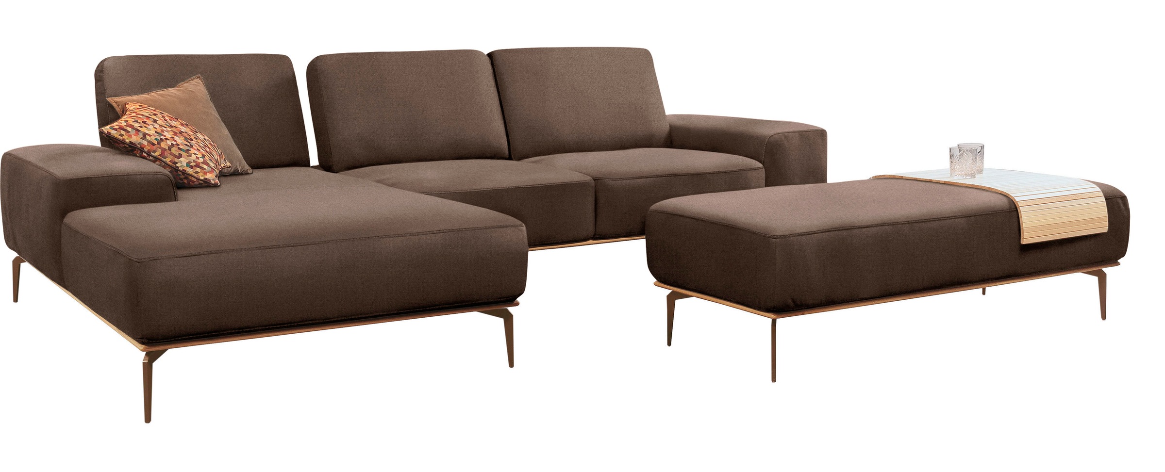 Thumbnail - W.SCHILLIG Ecksofa "run, Designsofa mit tollem Sitzkomfort, bequem, L-Form" mit Holzsockel, Füße in Bronze pulverbeschic...