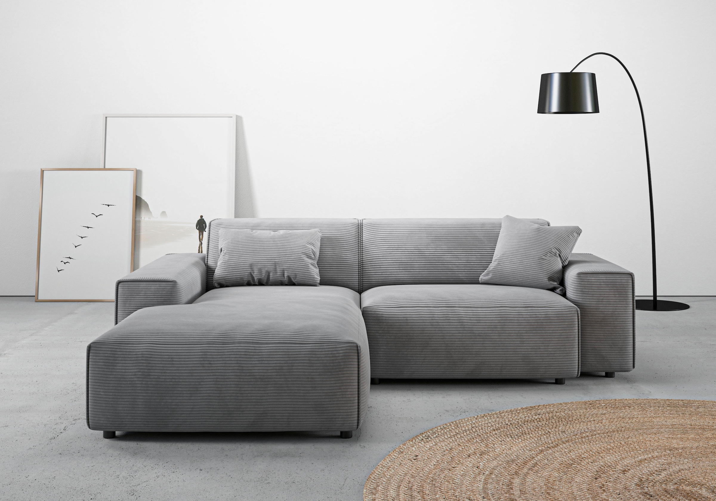 Home affaire Ecksofa "Glimminge L-Form auch in Breitcord, Feincord + Easy care-Bezug," Breite 234, Zierkissen