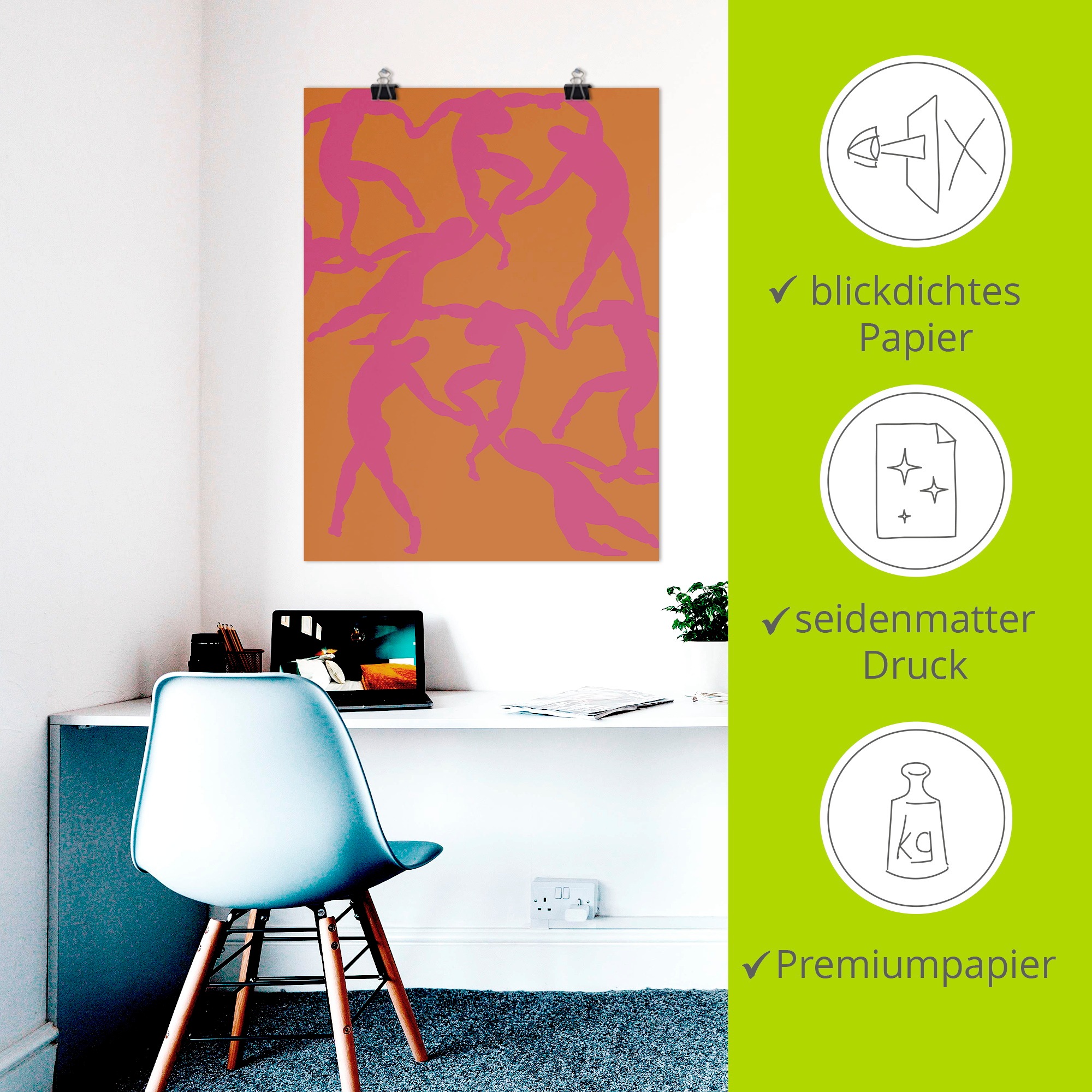 Artland Wandbild "Matisse - Der Tanz in pink-orange" 1 Stk. tlg. als Alubild, Leinwandbild, Poster, Wandaufkleber in verschied. Größen