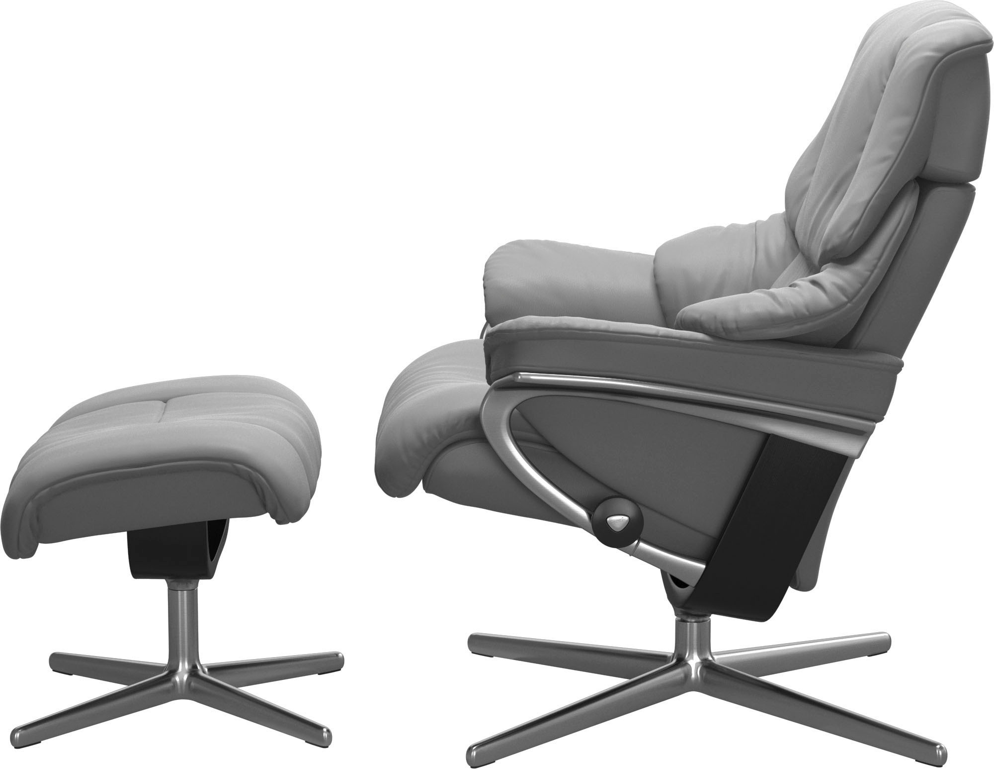 Stressless® Relaxsessel »Reno«, (Set, Relaxsessel mit Hocker), mit Hocker, mit Cross Base, Größe S, M & L, Holzakzent Schwarz