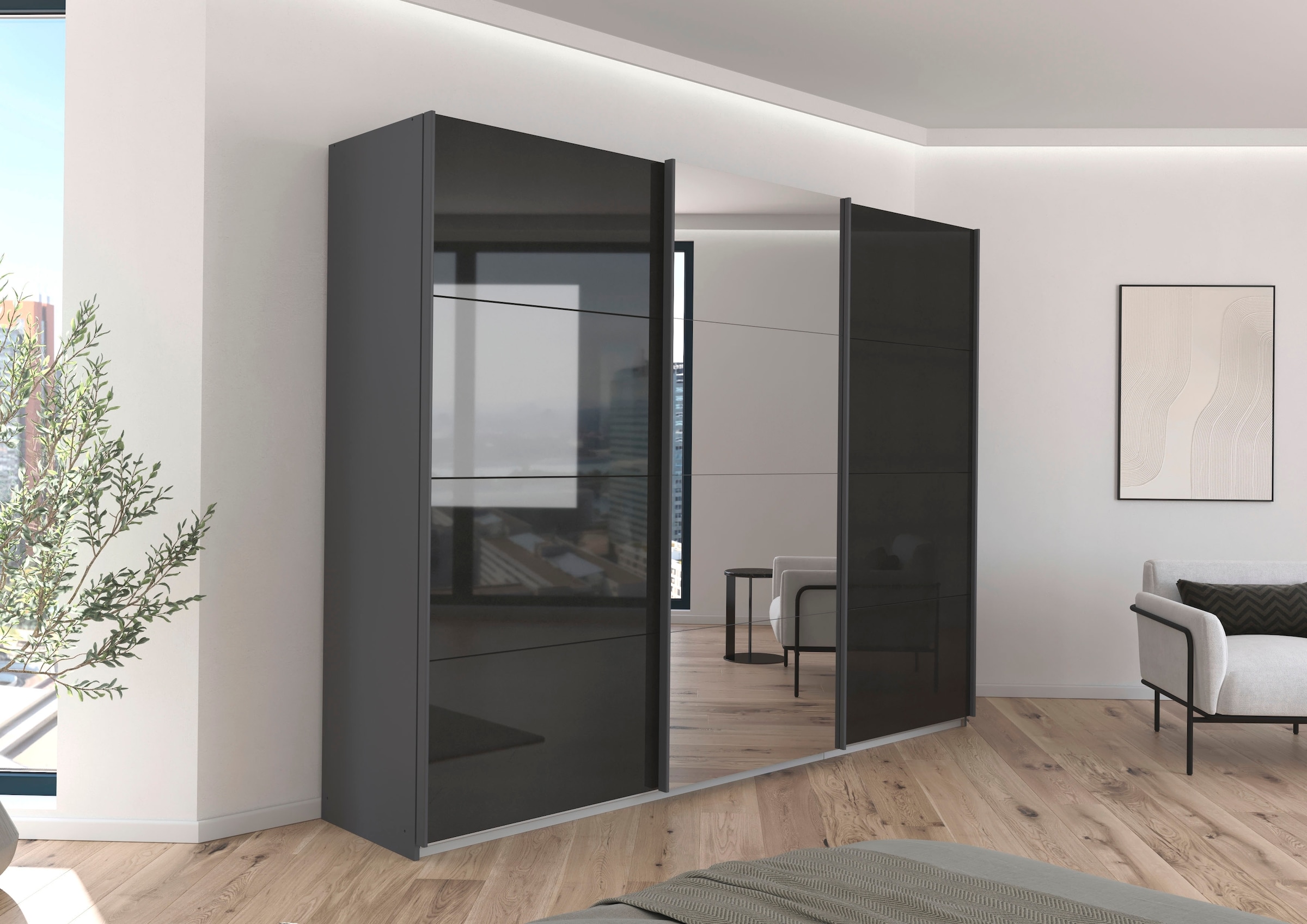 rauch Schwebetürenschrank »Kleiderschrank Schrank OTTO´S CHOICE Garderobe AGORDO«, (in zwei Griff-Farben), Top Innenausstattung, in 4 Breiten und 2 Höhen MADE IN GERMANY