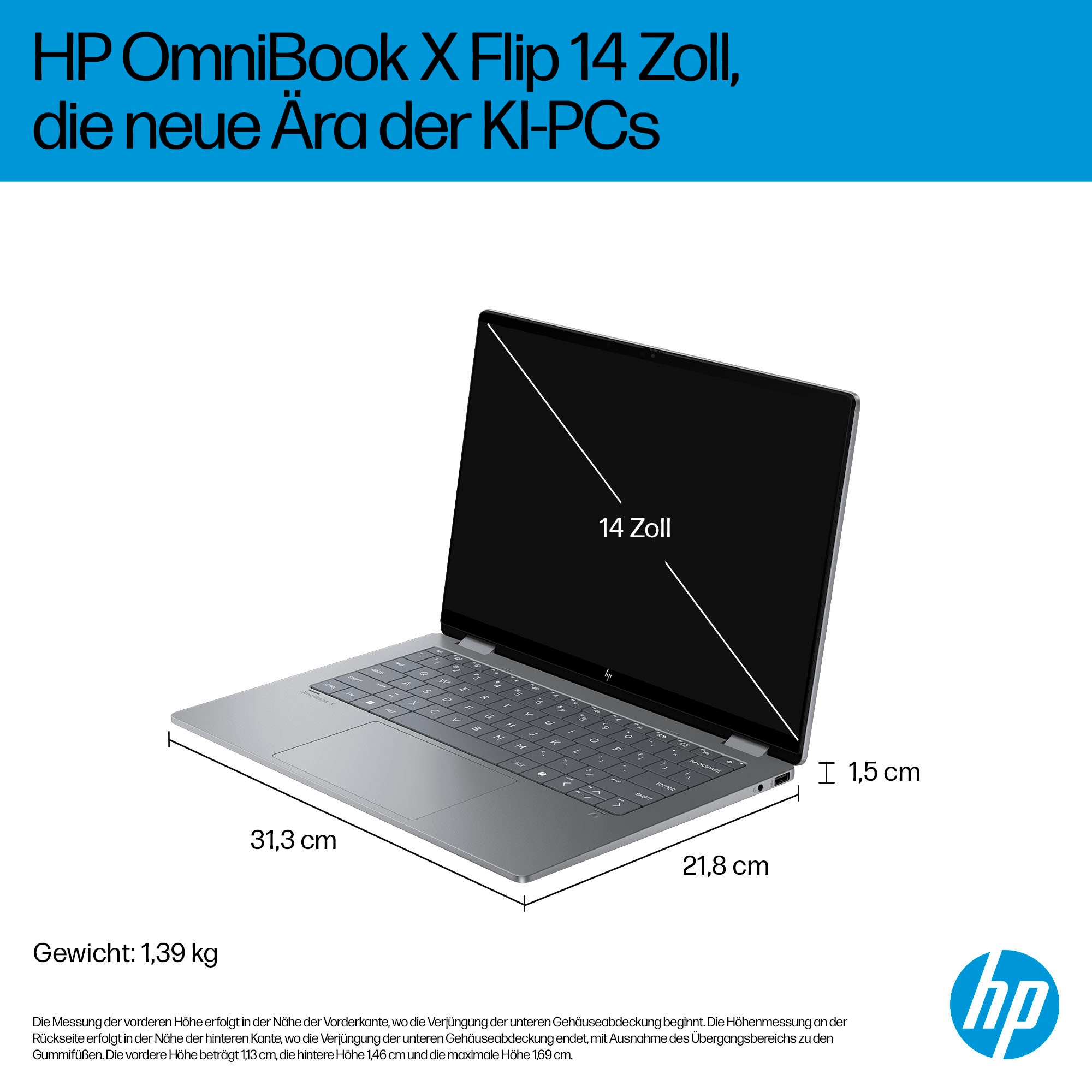 HP Convertible Notebook »OmniBook X Flip 14-fk0078ng«, 35,6 cm, / 14 Zoll, AMD, Ryzen™ AI 7, Radeon 860M, 1000 GB SSD