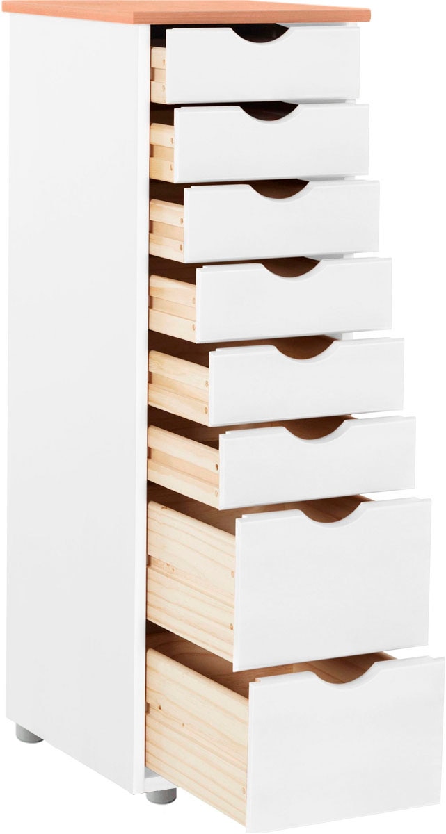 INOSIGN Kommode »Gava«, massives Kiefernholz, mit vielen Stauraummöglichkeiten, Breite 34 cm