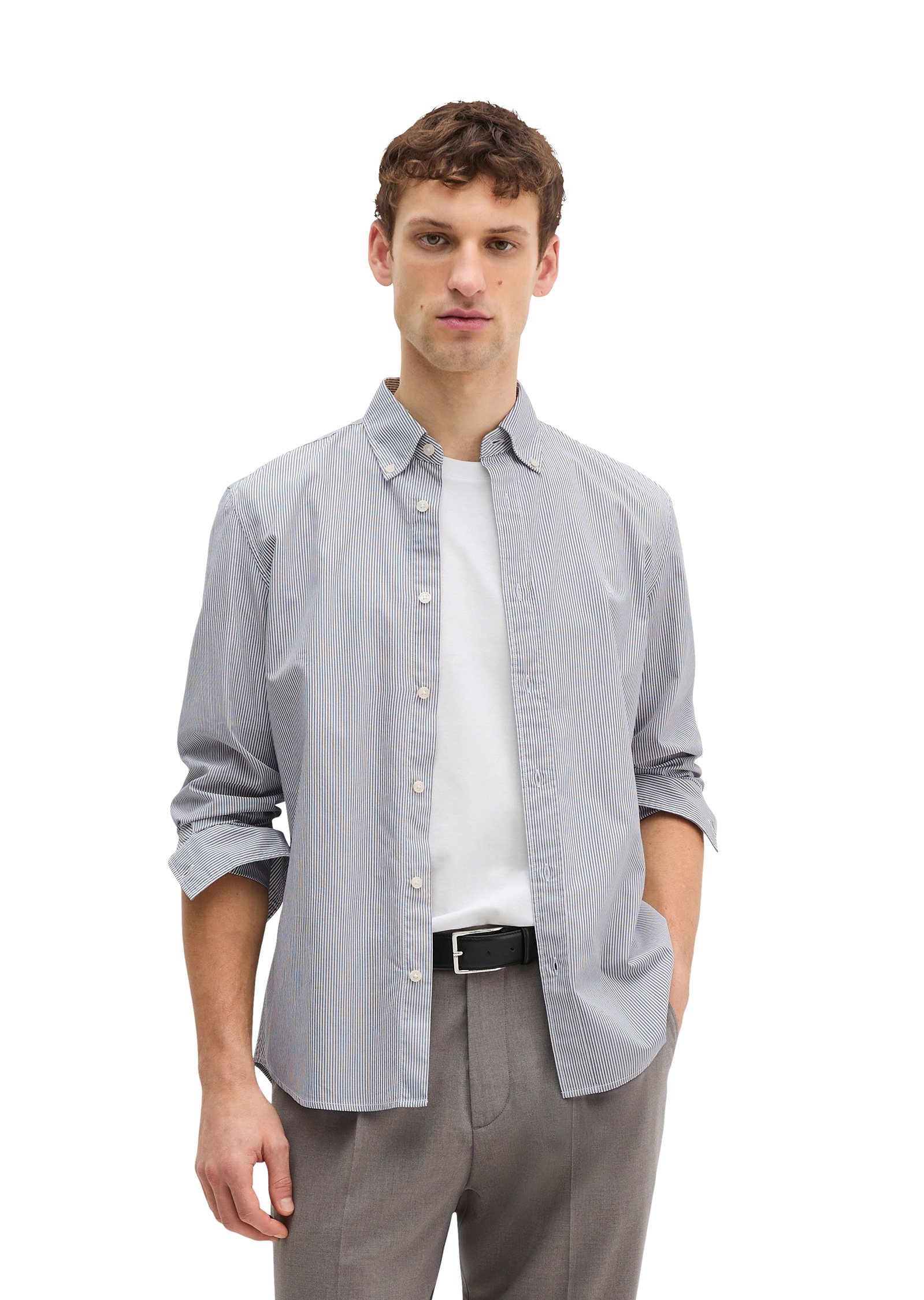 Marc OPolo Langarmhemd "aus Bio-Baumwoll-Popeline" günstig online kaufen