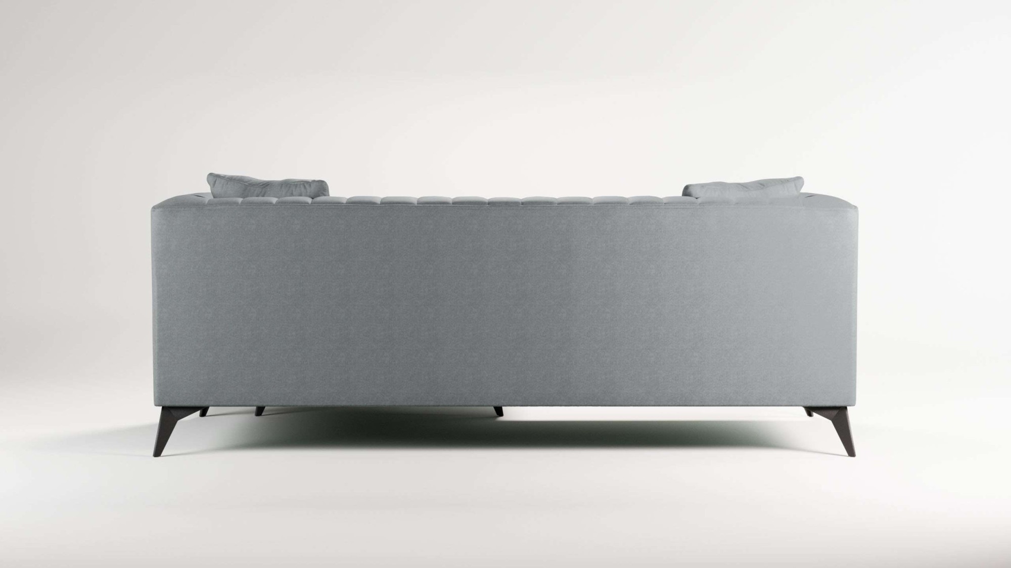 Places of Style Ecksofa »MATTHEW L-Form ideal für kleine Räume, Maße B/T/H: 201/162/74 cm«, elegantes Designsofa, feine Steppung im Rücken, incl. Zierkissen