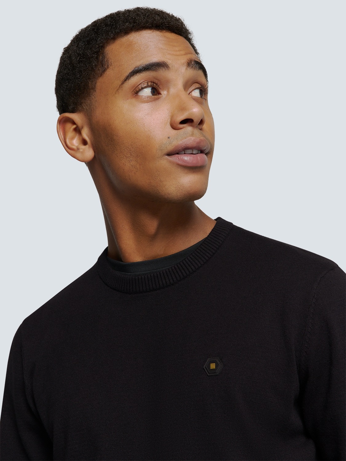 NO EXCESS Rundhalspullover mit Melange Optik