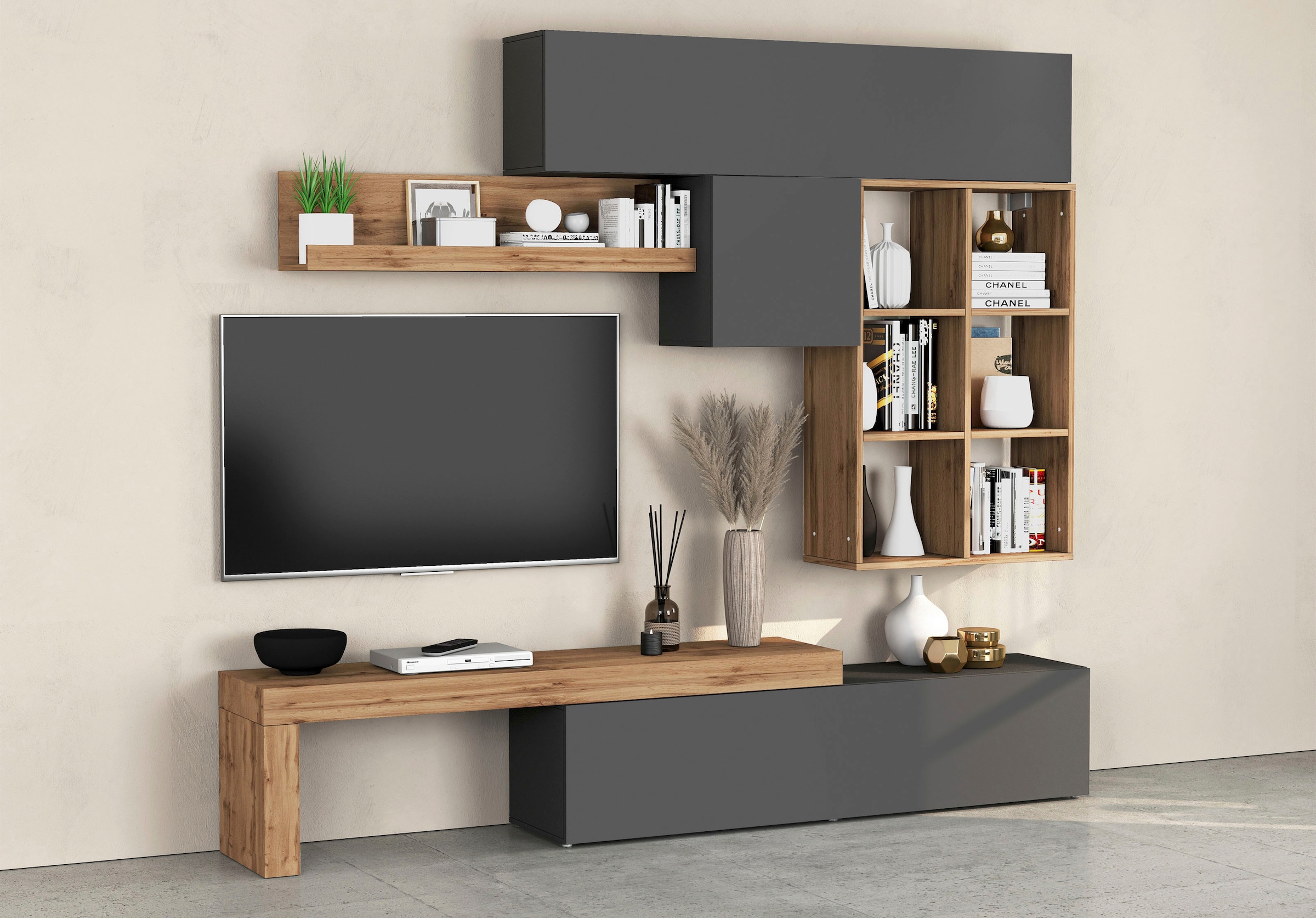 OTTO home Wohnwand "Chronos Wohnwand, Medienwand, 5-er set" 5 Stk. tlg.