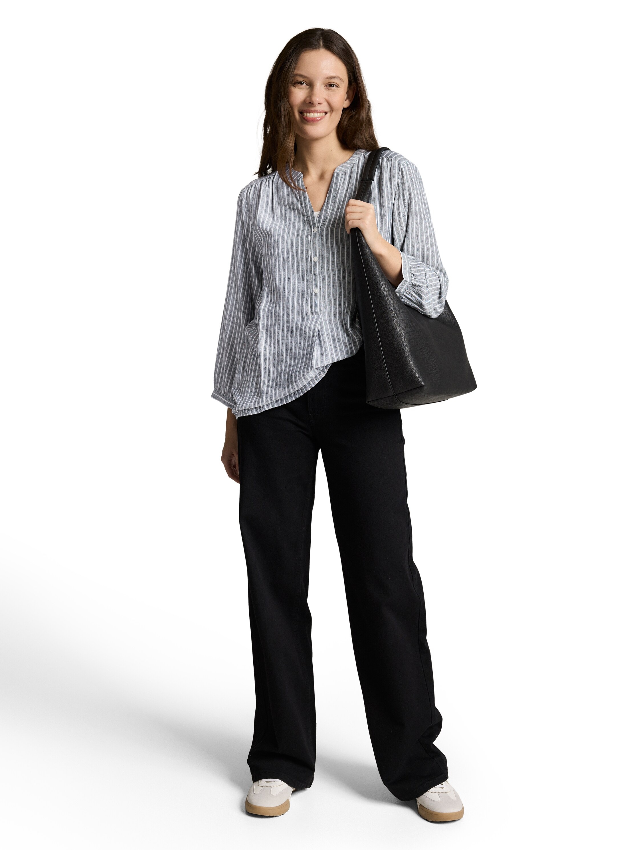 Tom Tailor Chemisier à Manches Longues 1050771 Navy White Stripe 38 Femme 4