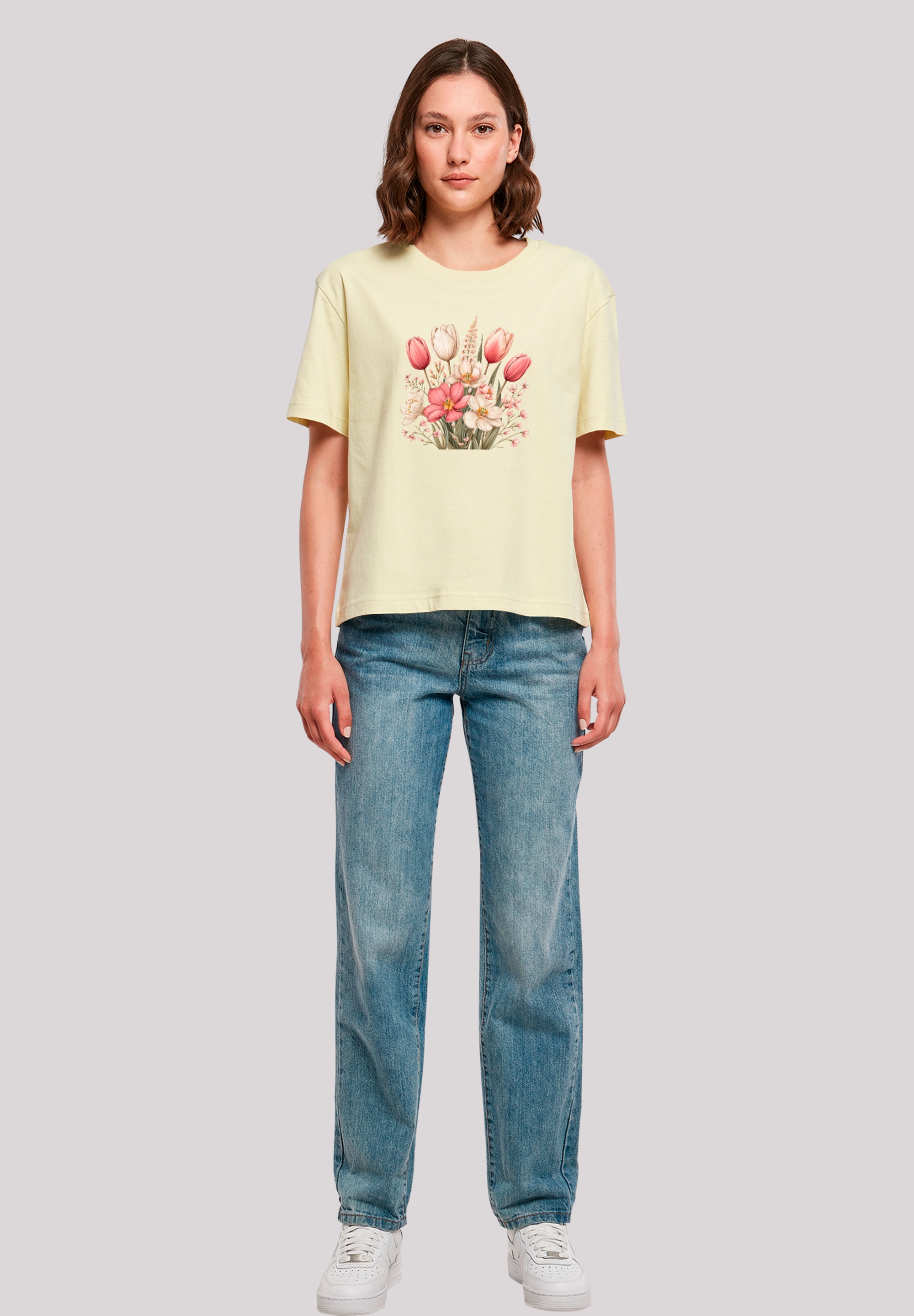 F4NT4STIC T-Shirt »Rosa weißer Frühlingsblumenstrauß«, Premium Qualität