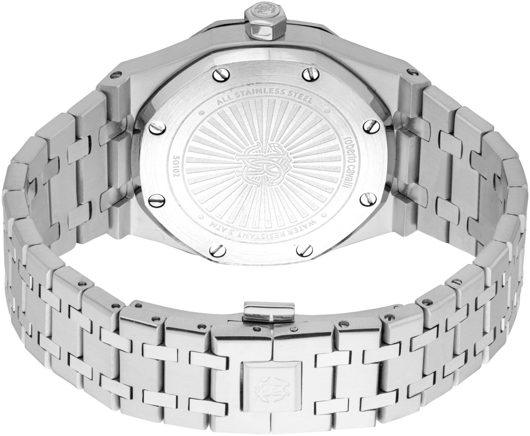 roberto cavalli Quarzuhr »Uomo Ottagono«, Armbanduhr, Herrenuhr, Edelstahlarmband, analog, Tag