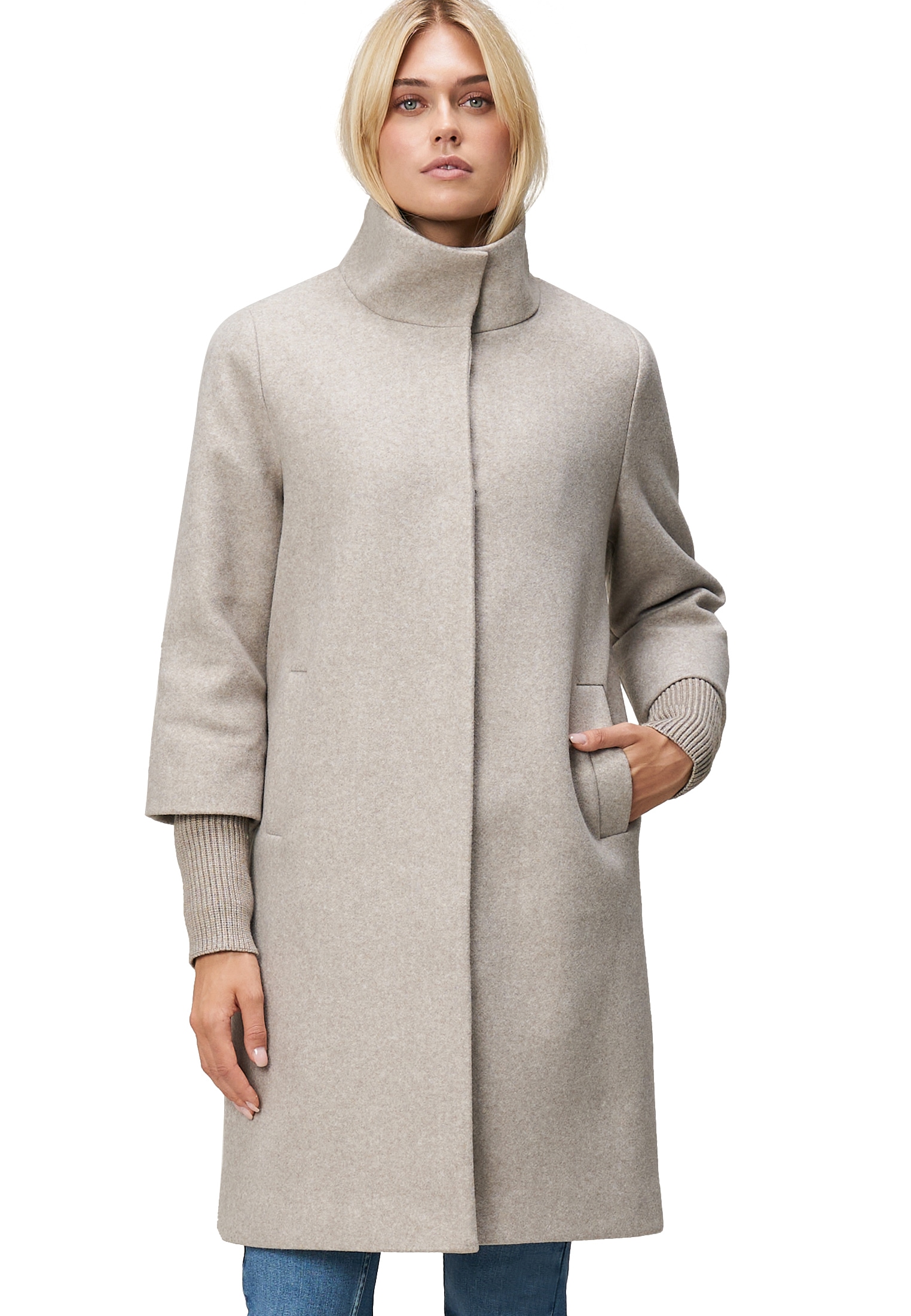 Zero Wintermantel "Damen Wolloptik mit Stehkragen" günstig online kaufen