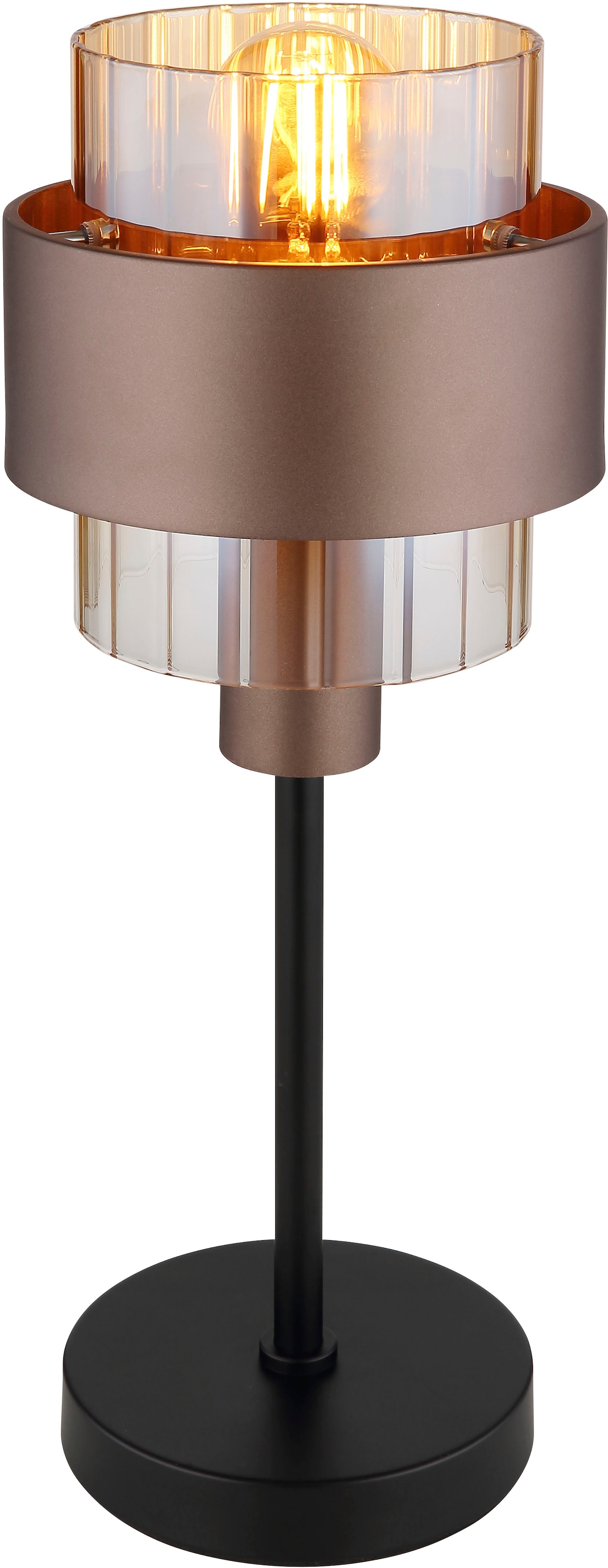GLOBO LIGHTING Tischleuchte »MILLEY« E27 1 Stk. Tischlampe Glas amber bronzefarben ø: 185mm, H: 470mm Schlafzimmer