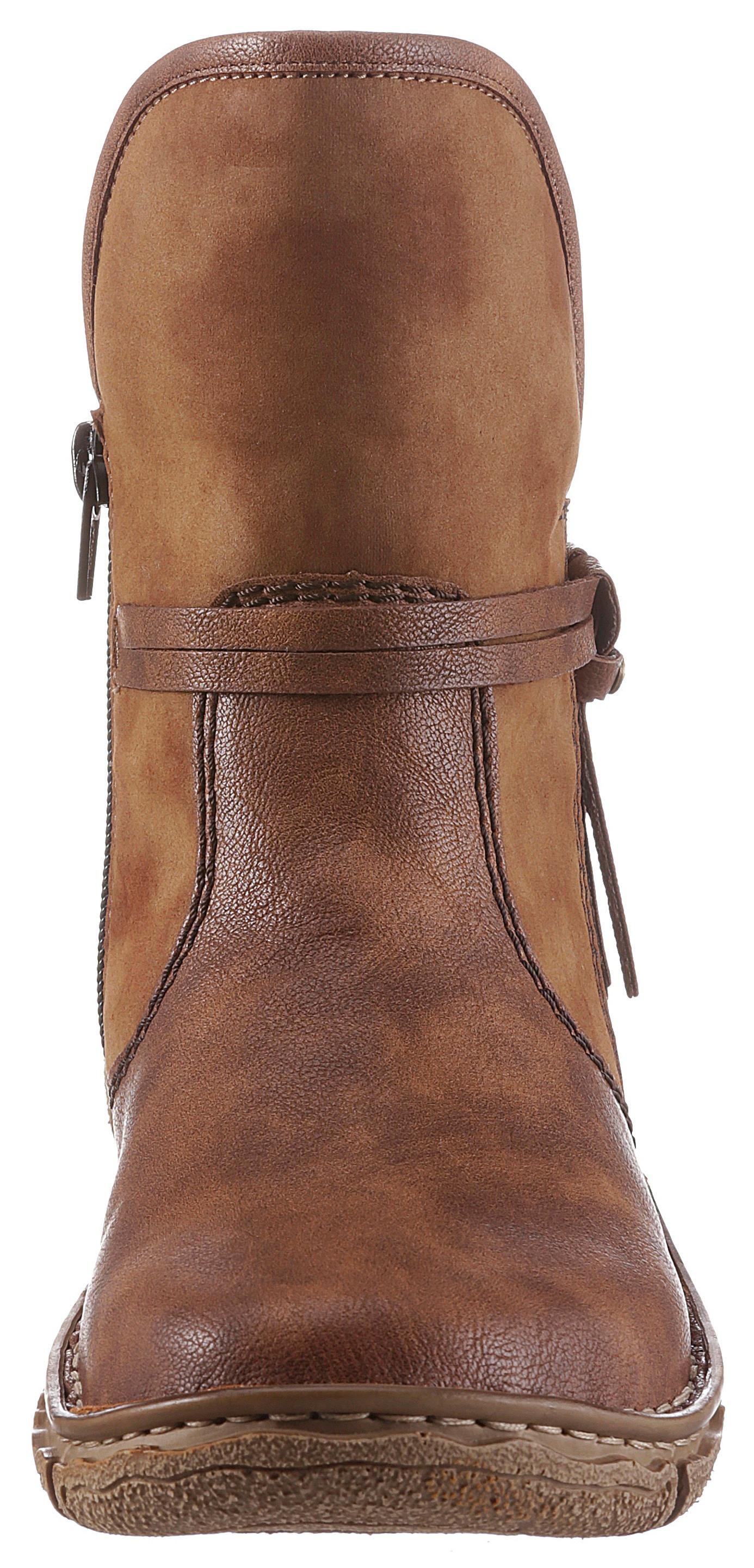 Winterboots RIEKER, Damen, Gr. 37, braun, Lederimitat, Nubuklederimitat, used, Schuhe Winterboots, Winterstiefelette, Schlupfboots, im Materialmix 3