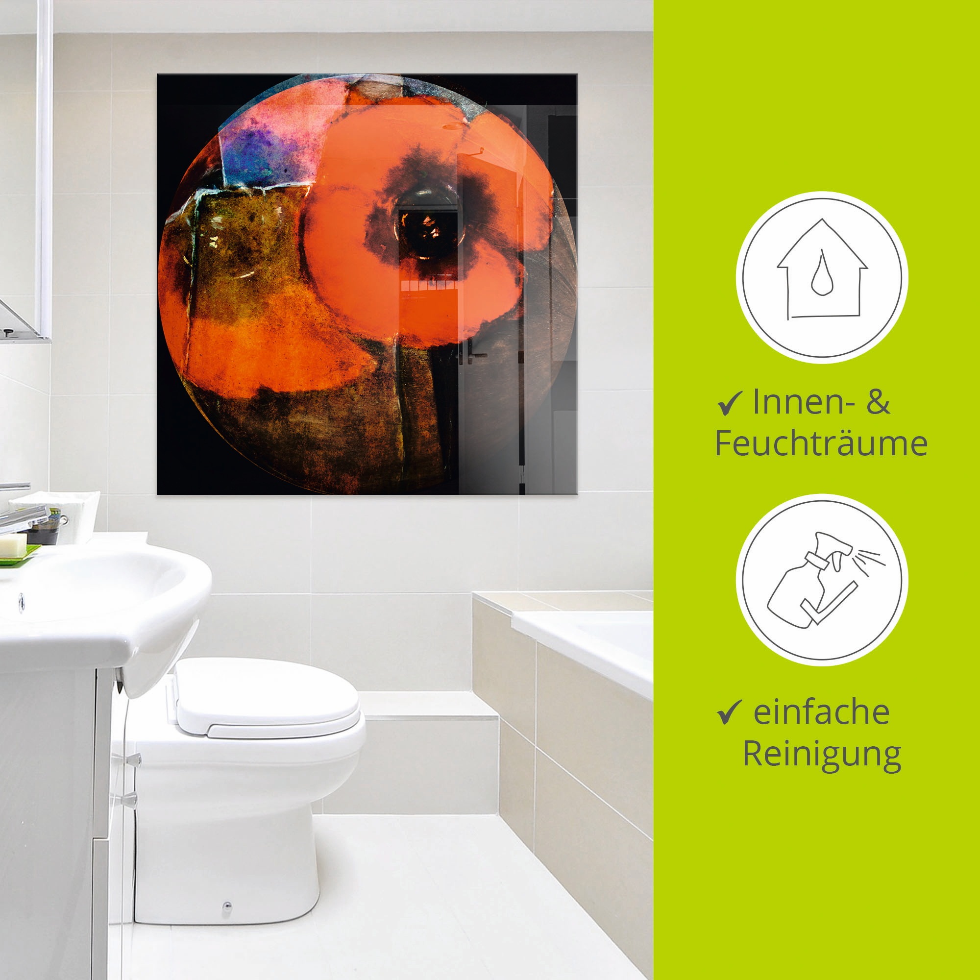 Artland Glasbild »Roter Mohn - abstrakt«, Blumen, (1 St.), in verschiedenen Größen