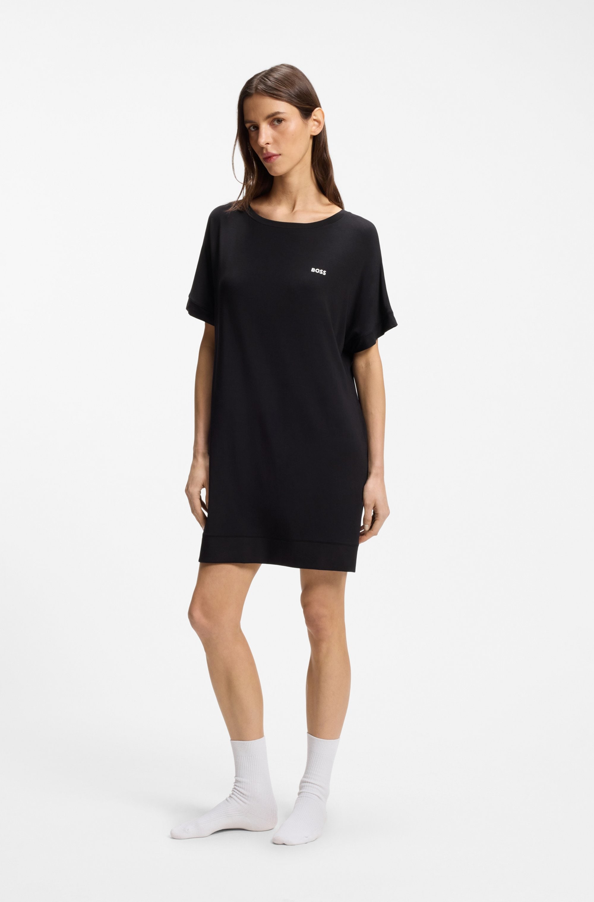 BOSS Nachthemd »Element_Nightie« Ohne Taschen aus Stretch-Jersey mit Logo-Print