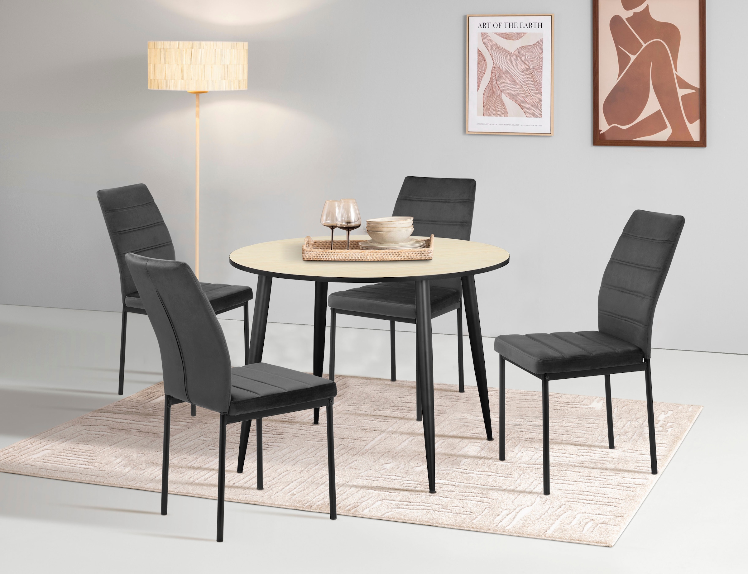 INOSIGN Esstisch »Hillcrest«, (Tisch, Küchentisch, Auszugstisch, TOPSELLER!), Metall Gestell, Tischplatte aus MDF