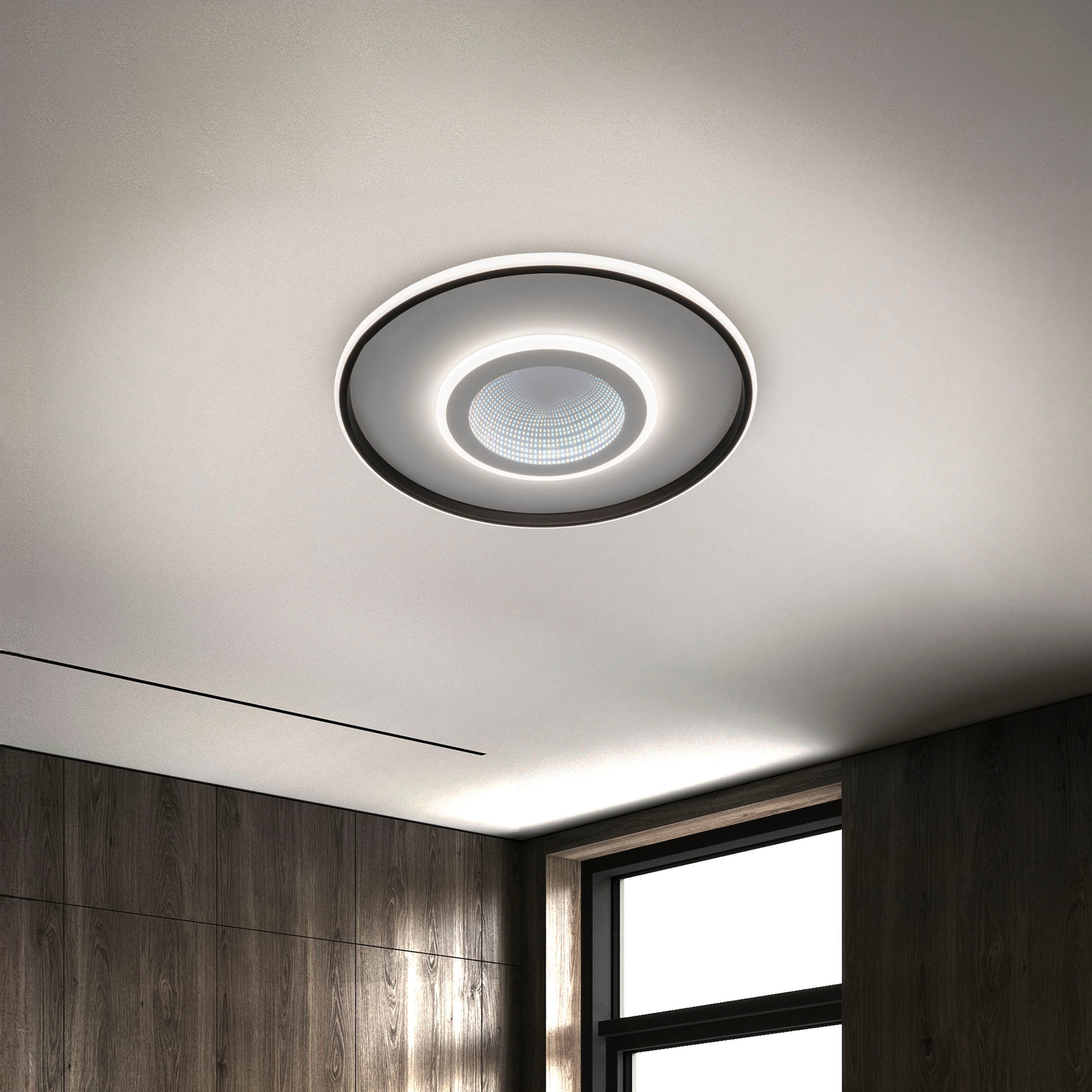 my home LED Deckenleuchte »Mona Deckenlampe mit Infinity 3D Effekt«, 1 flammig, Leuchtmittel LED-Board | LED fest integriert, D: 50cm, dimmbar, inkl. Memory, CCT, Fernbedienung, 40W, Tunnel Mirror