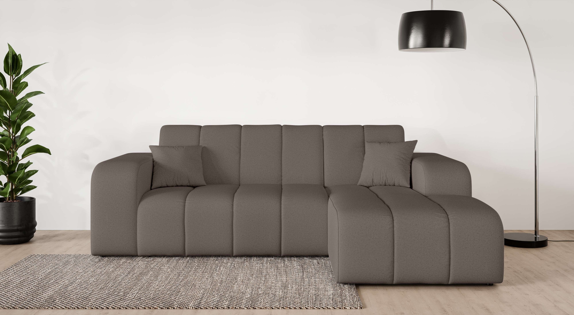 OTTO home Ecksofa "CASSY L-Form, Schlafsofa mit Bettkasten, Maße B/T/H: 245/165/88 cm" mit 2 Rückenkissen, Recamiere rechts oder links bestellbar