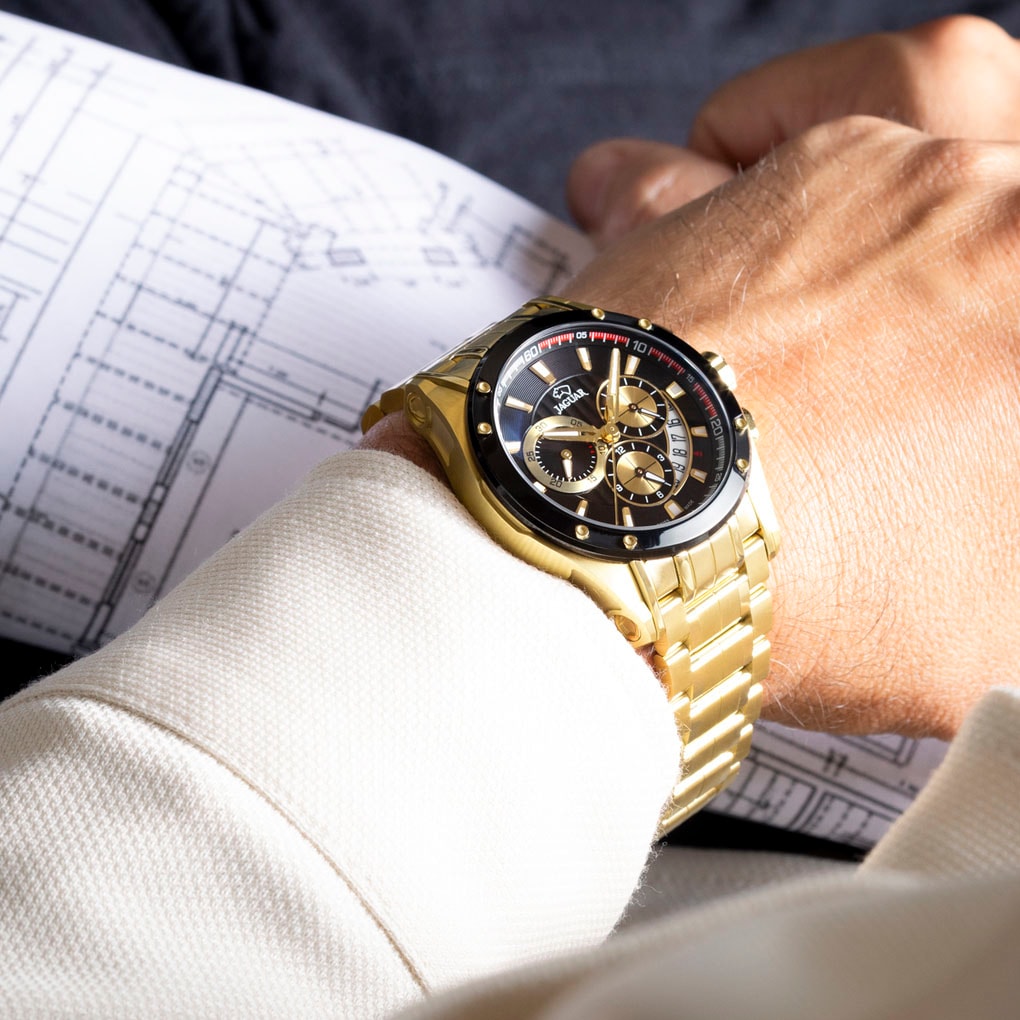 Jaguar Chronograph »Special Edition«, (Set, 3 tlg., Uhr mit Wechselband und Bandwechsler), Quarz,Armbanduhr,Herrenuhr,Swiss Made,Edelstahlarmband,Stoppfunktion