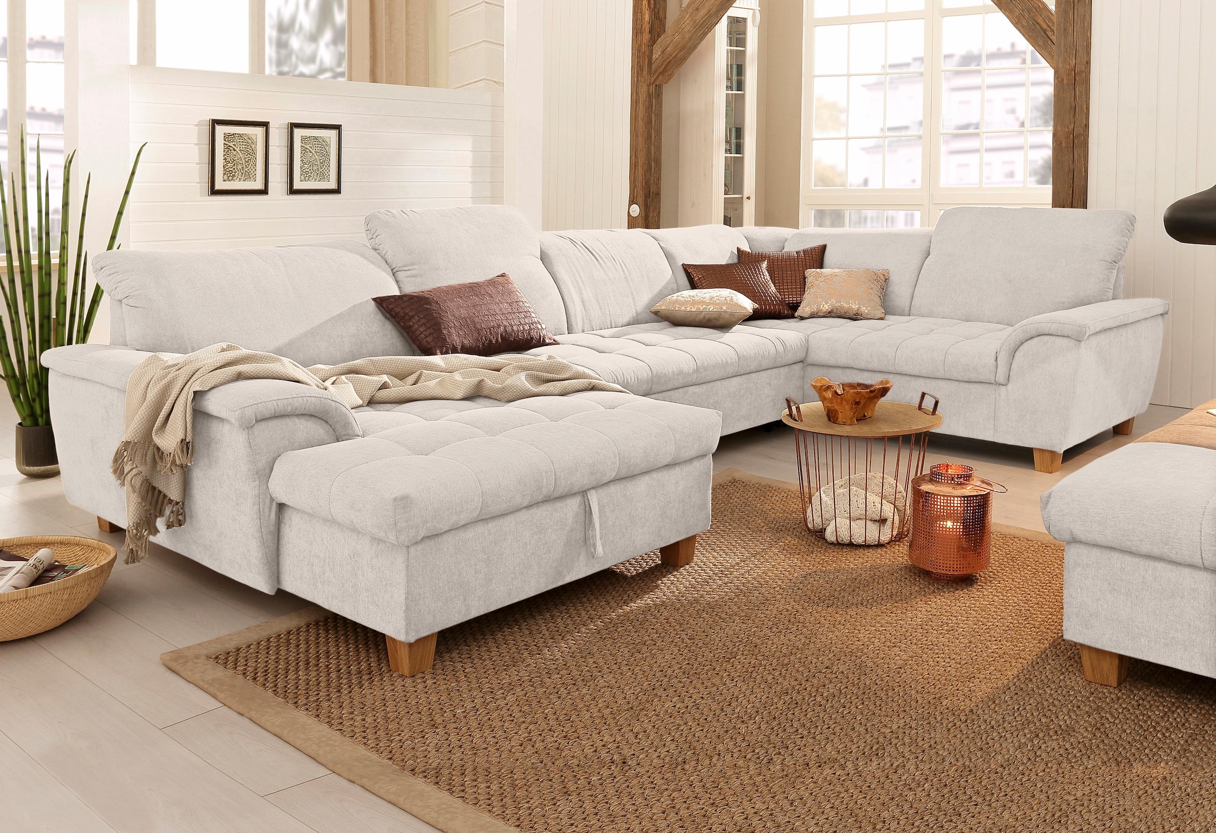 Home affaire Wohnlandschaft "Lyla U-Form" wahlweise mit Rückenfunktion und günstig online kaufen