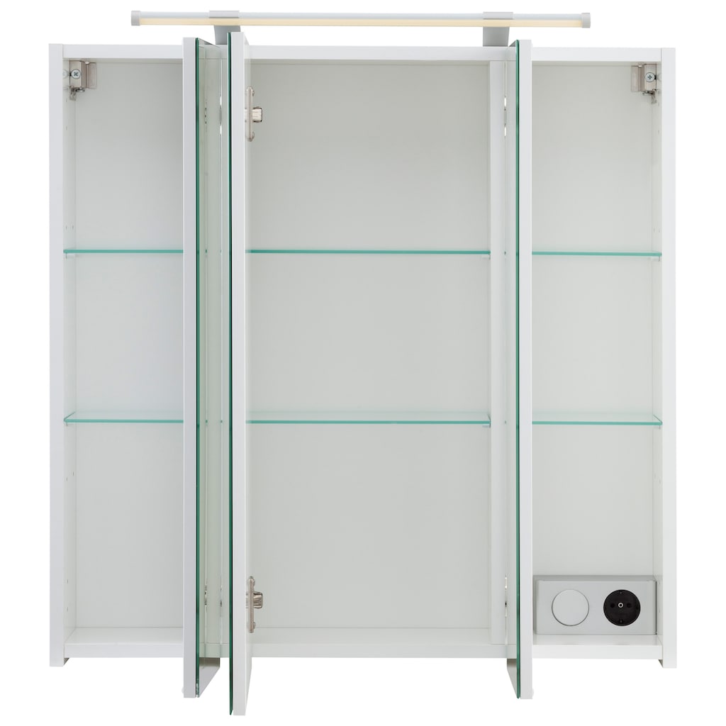 Schildmeyer Spiegelschrank »Dorina«, Breite 70 cm, 3-türig, LED-Beleuchtung, Schalter-/Steckdosenbox