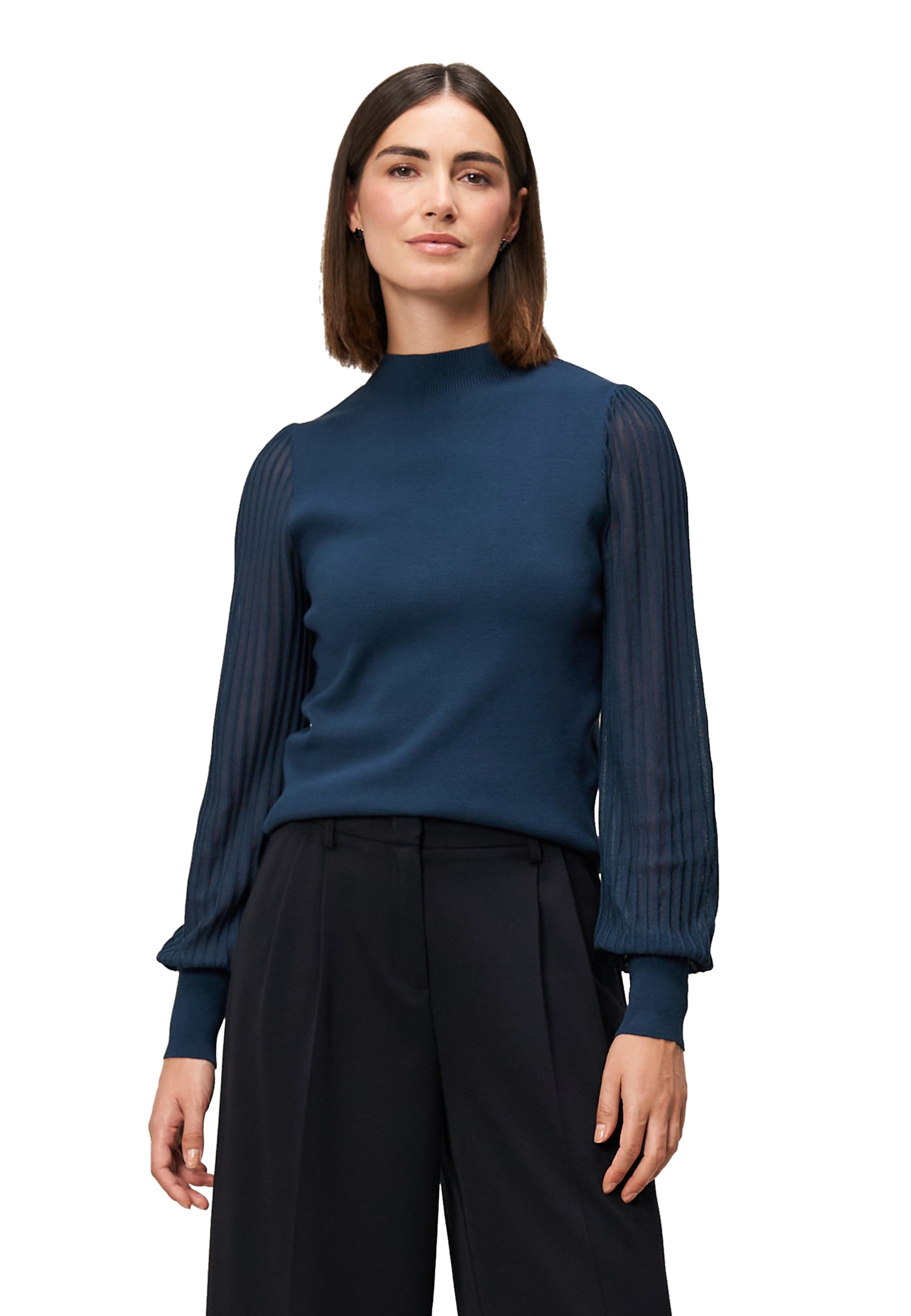 Zero Strickpullover "Damen Strickpullover mit transparenten Ärmeln" 1 Stk. günstig online kaufen