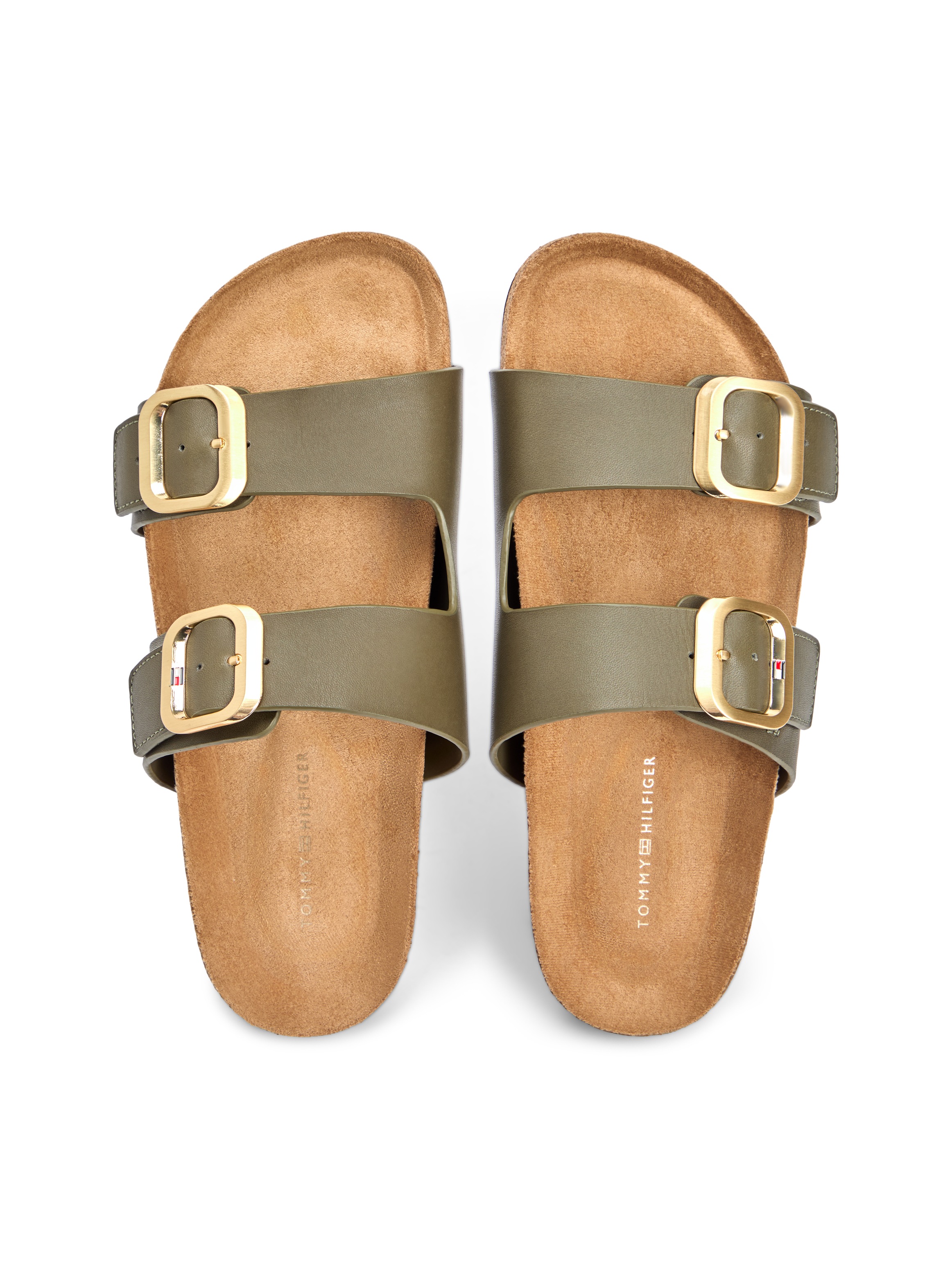 Tommy Hilfiger Pantolette »TH CLASSIC CORK SANDAL LEATHER«  Sommerschuh, Schlupfschuh, Flat mit Logoemblem