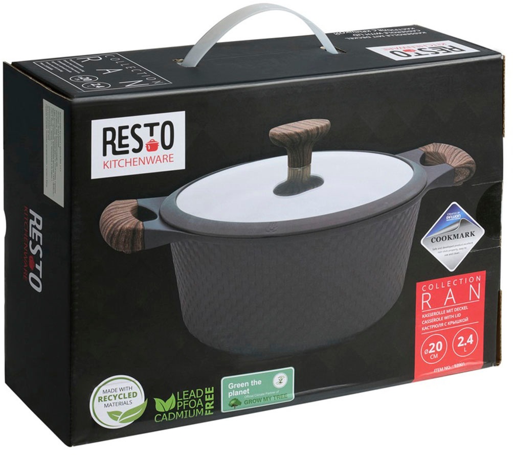 RESTO Kitchenware Bratentopf »Ran, Kochtopf antihaftbeschichtet und spülmaschinenfest«, Aluminiumguss, (2 tlg.), Geeignet für alle Herdarten, auch Induktion, im Geschenkkarton