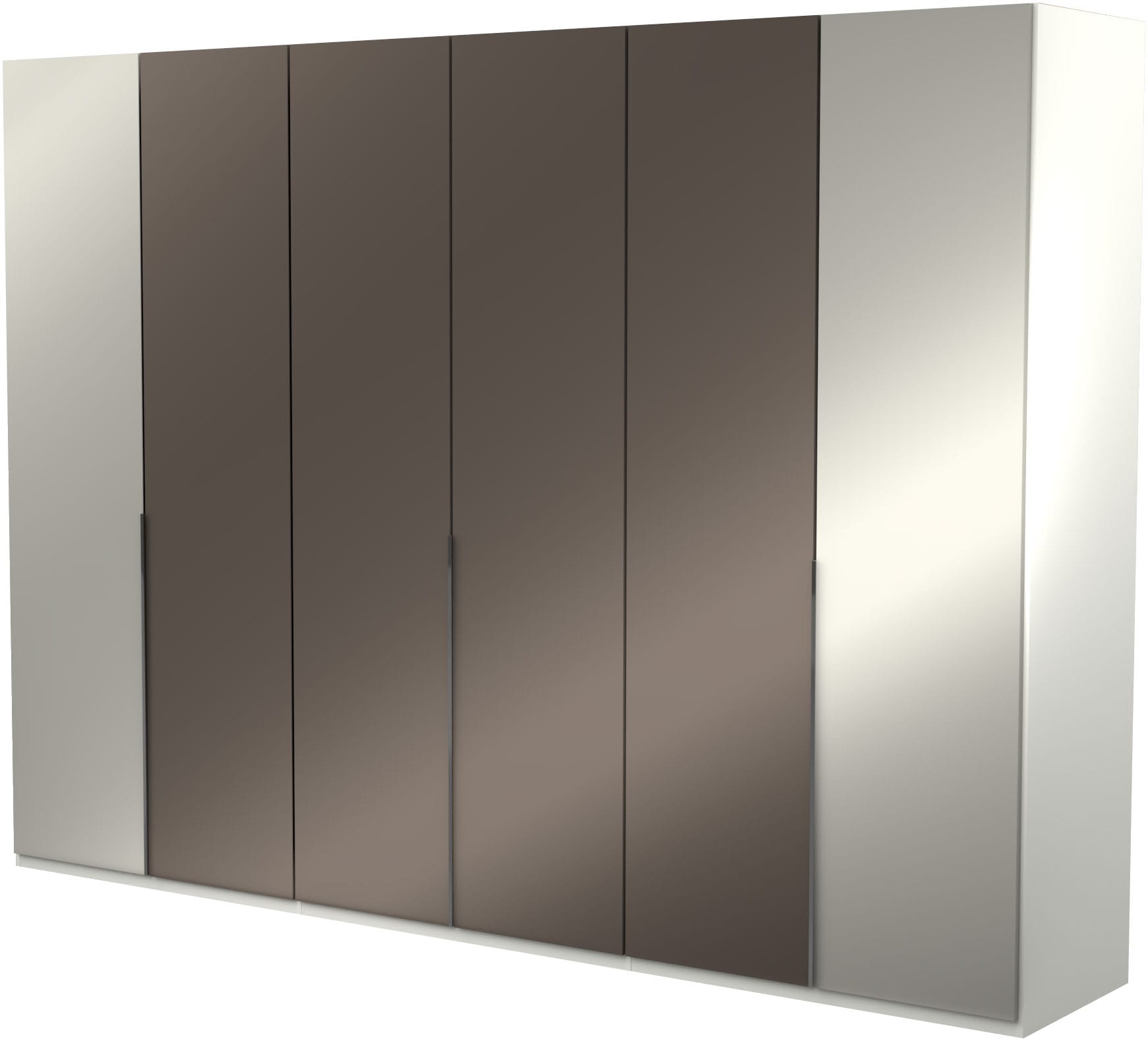 Musterring Kleiderschrank "San Diego, Kleiderschrank, Schrank, Garderobe, mit Glastüren" 1 Stk. tlg. 6-türig (gedämpft), 6 Böden, 3 Kleiderstangen, Chromgriffe