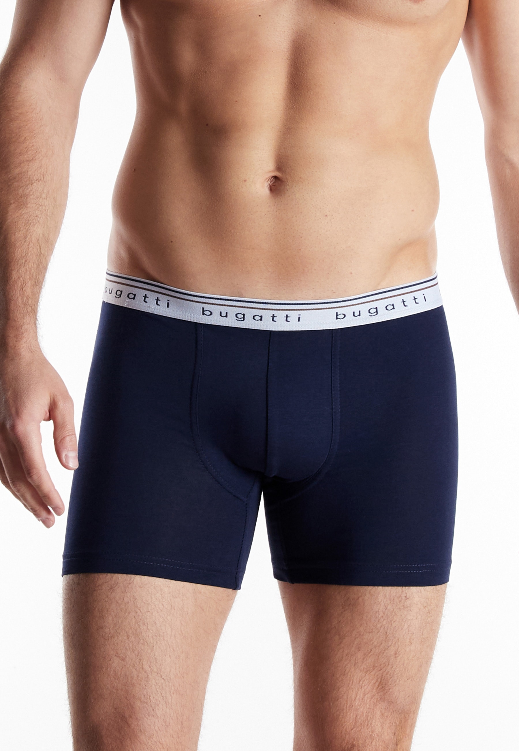 bugatti Boxershorts »Pisa« breiter Bund, mit Logo, atmungsaktiv, Baumwollmix, eng, basic