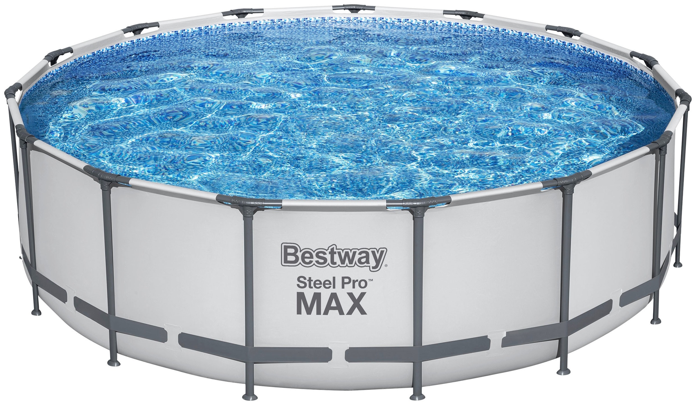 Bestway Framepool »Steel Pro MAX™«, (Komplett-Set), Frame Pool mit Filterpumpe Ø 457x122 cm, lichtgrau